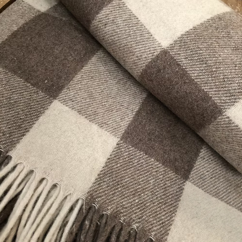Jacob Check Recycled Wool Blanket in Soft Check Pattern - REGN