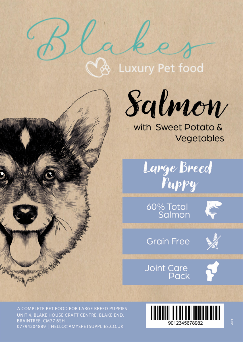 Puppy – Large Breed – Salmon with Sweet Potato & Vegetables – Blake’s Grain Free Dog Food