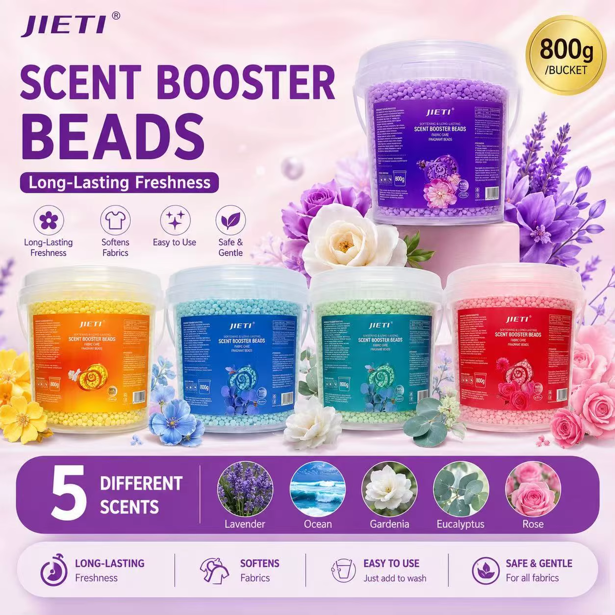 JIETI Scent Booster Beads Bundle – 5 Scents, 5 x 800g (4kg) - REGN