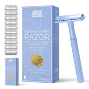 Jungle Culture Women's Reusable Safety Razor With 10 Blades - Premium Eco Single Blade Razor, Azure Blue - REGN