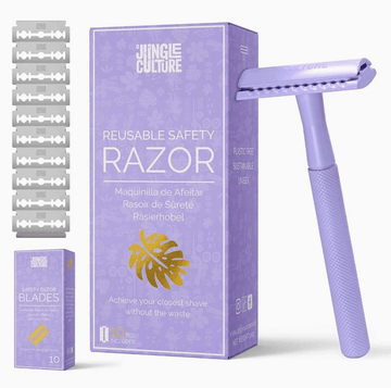 Jungle Culture Women's Reusable Safety Razor With 10 Blades - Premium Eco Single Blade Razor, Lavender - REGN