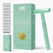 Jungle Culture Women's Reusable Safety Razor With 10 Blades - Premium Eco Single Blade Razor, Mint Green - REGN