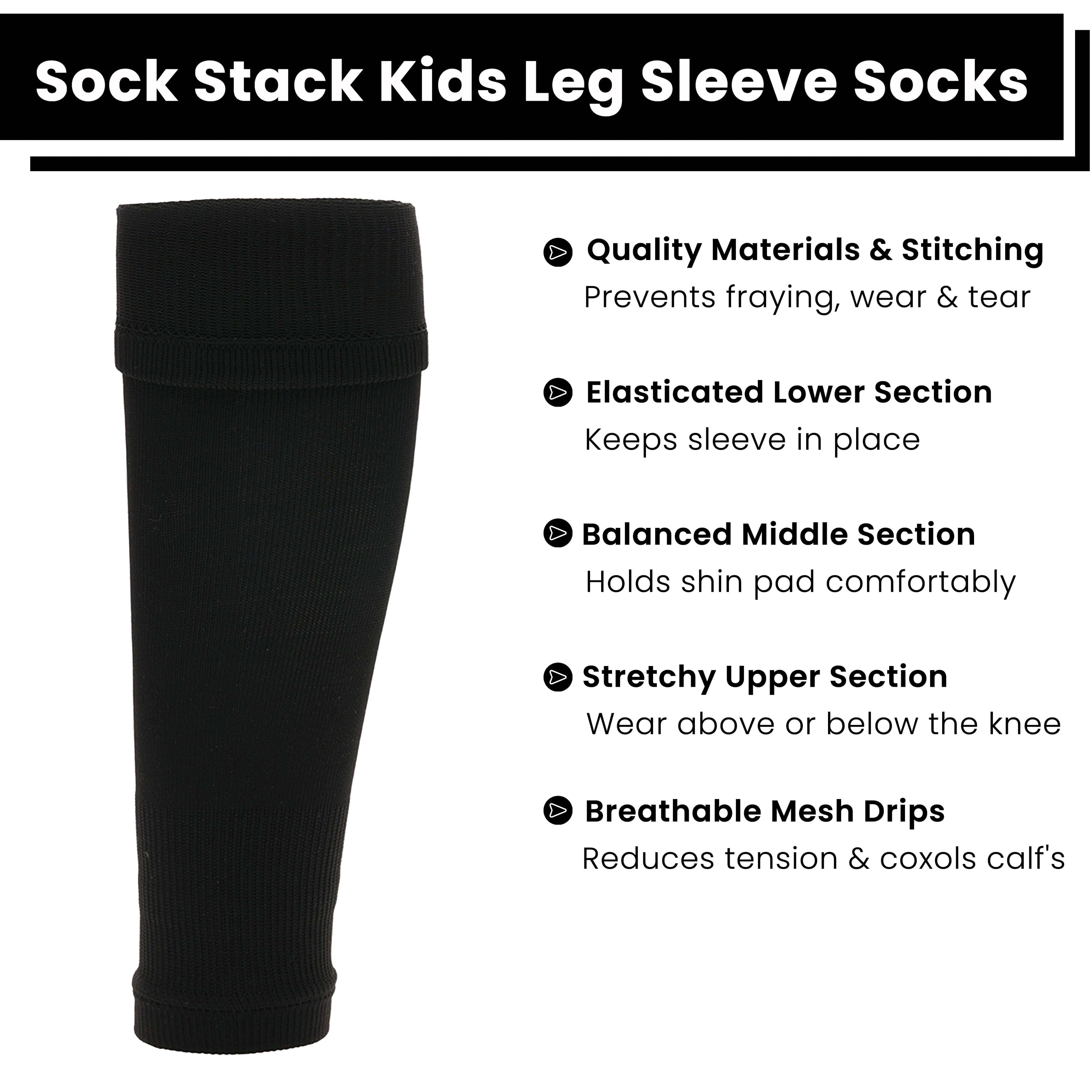Sock Stack Kids Leg Sleeve Socks Black Over-Calf Compression Sleeves Breathable Moisture-Wicking