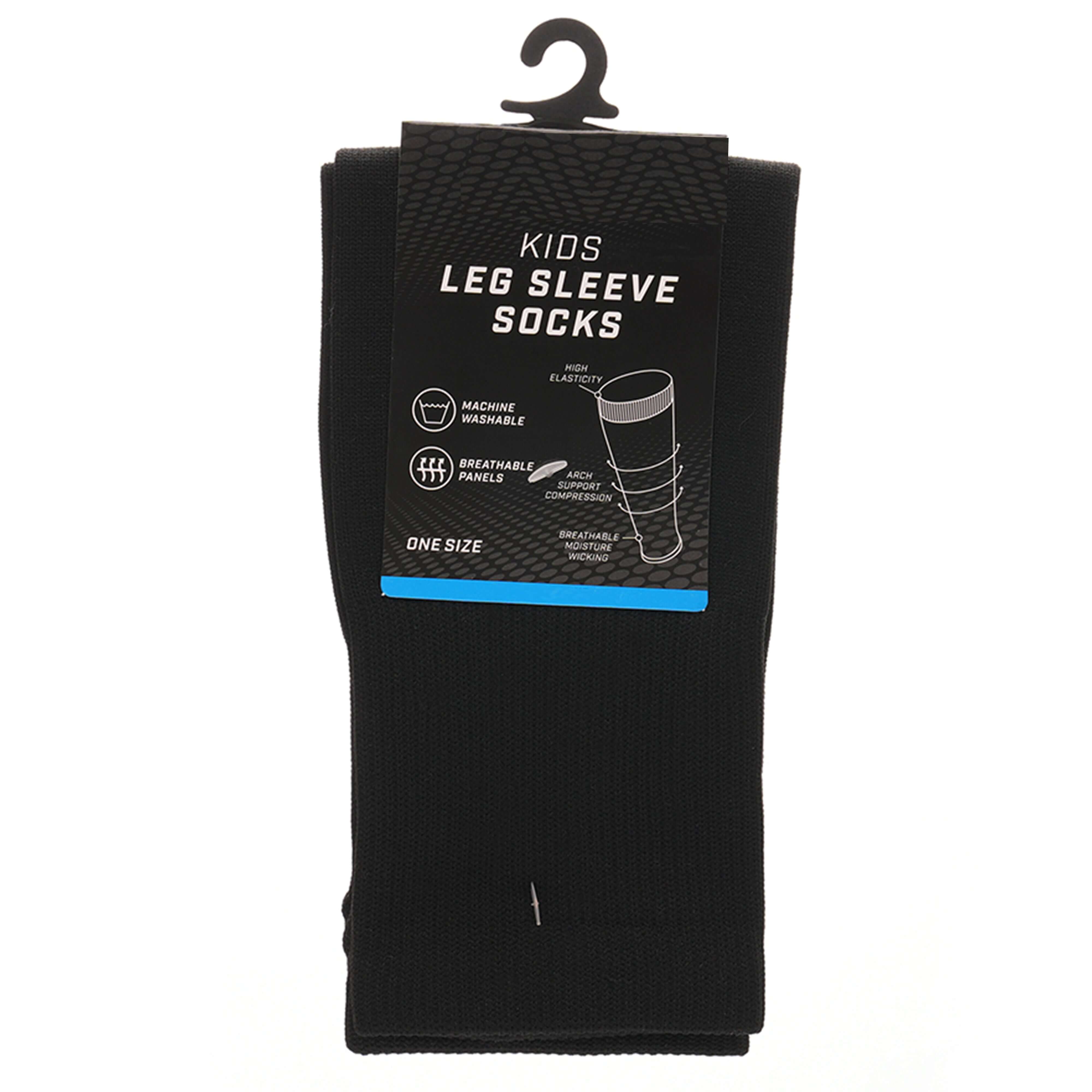 Sock Stack Kids Leg Sleeve Socks Black Over-Calf Compression Sleeves Breathable Moisture-Wicking