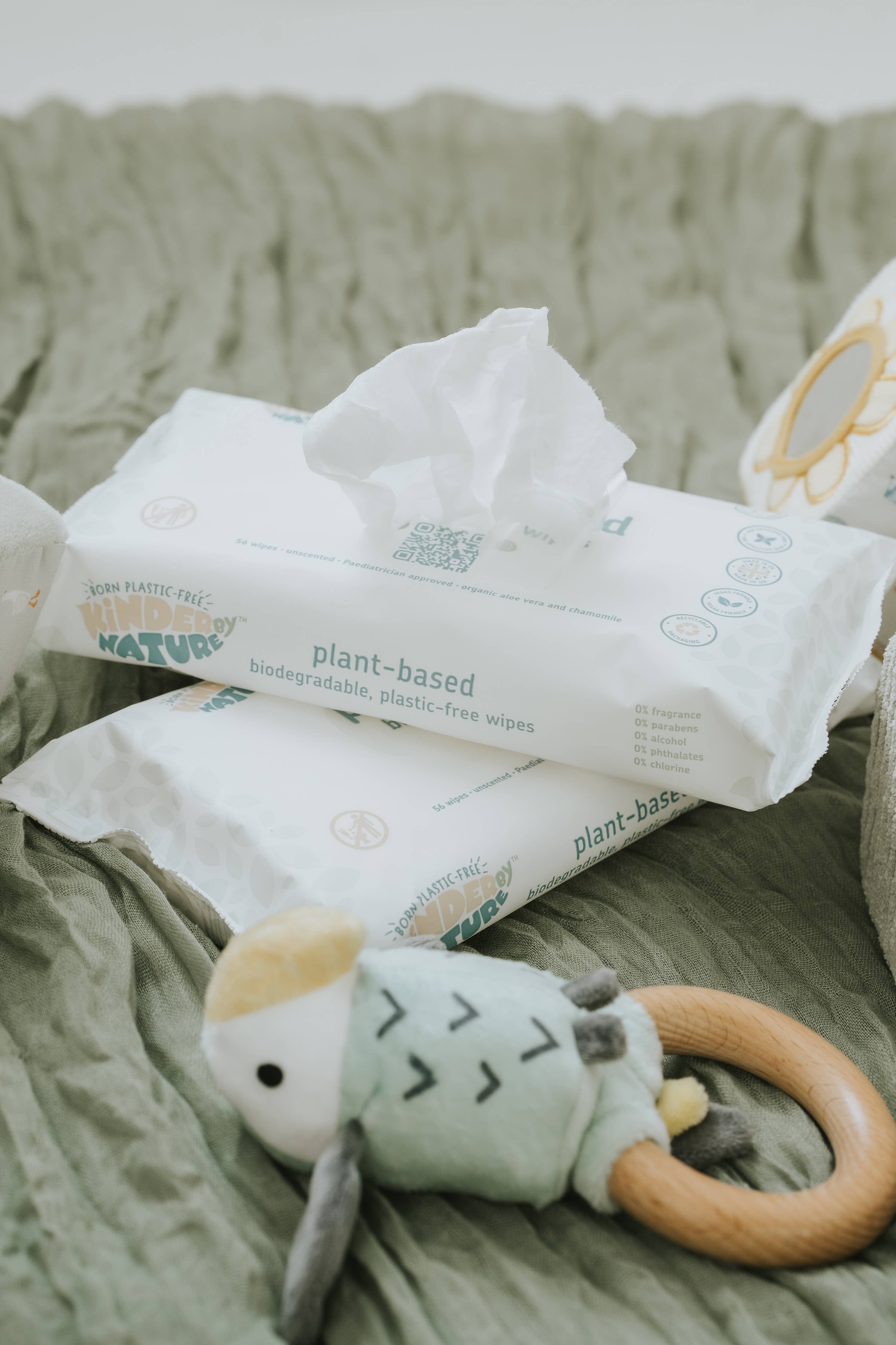 Kinder by Nature Plant-Based Baby Wipes | Biodegradable Plastic-Free Baby Wipes | Sensitive Skin - REGN