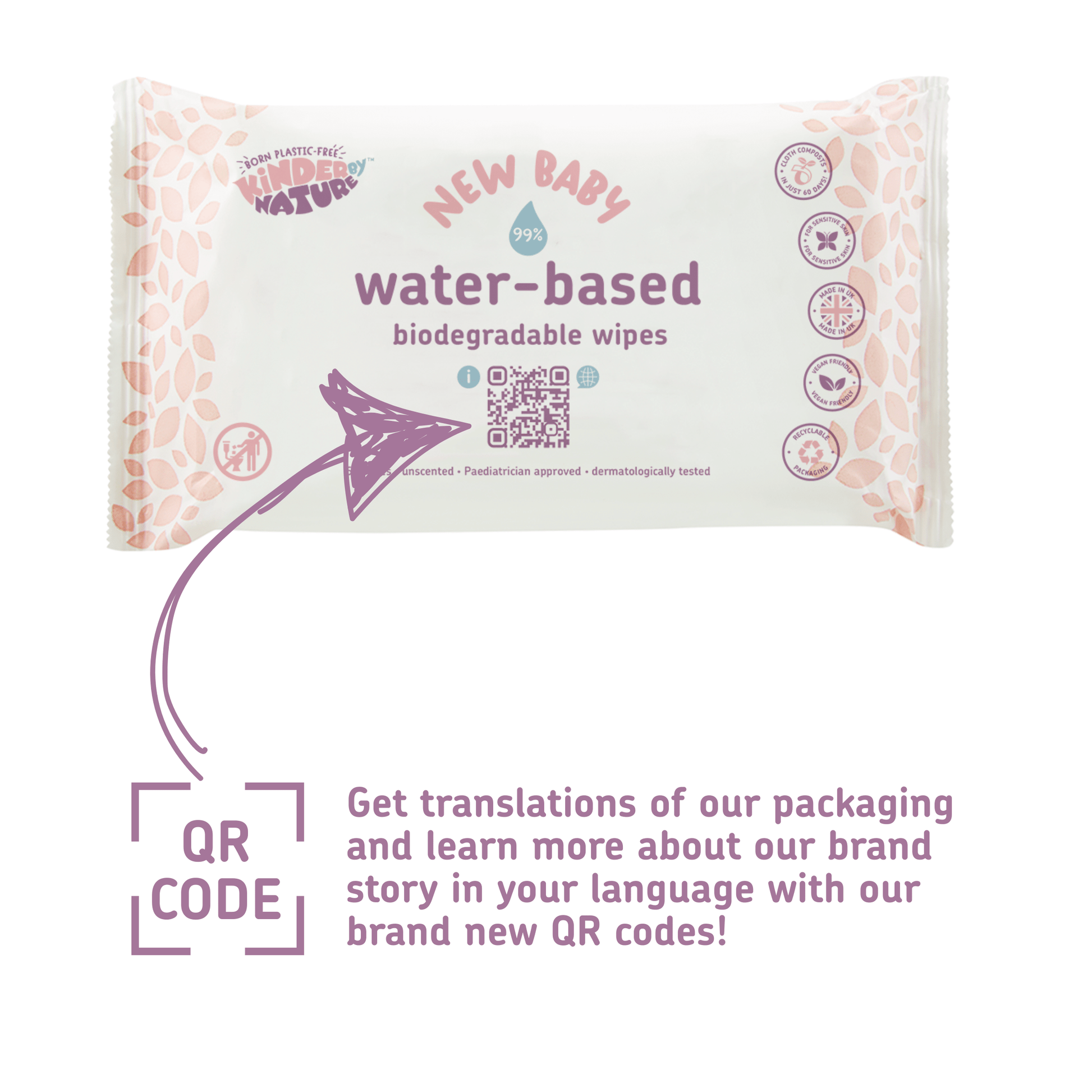 Kinder by Nature Plant-Based Baby Wipes | Biodegradable Plastic-Free Baby Wipes | Sensitive Skin - REGN
