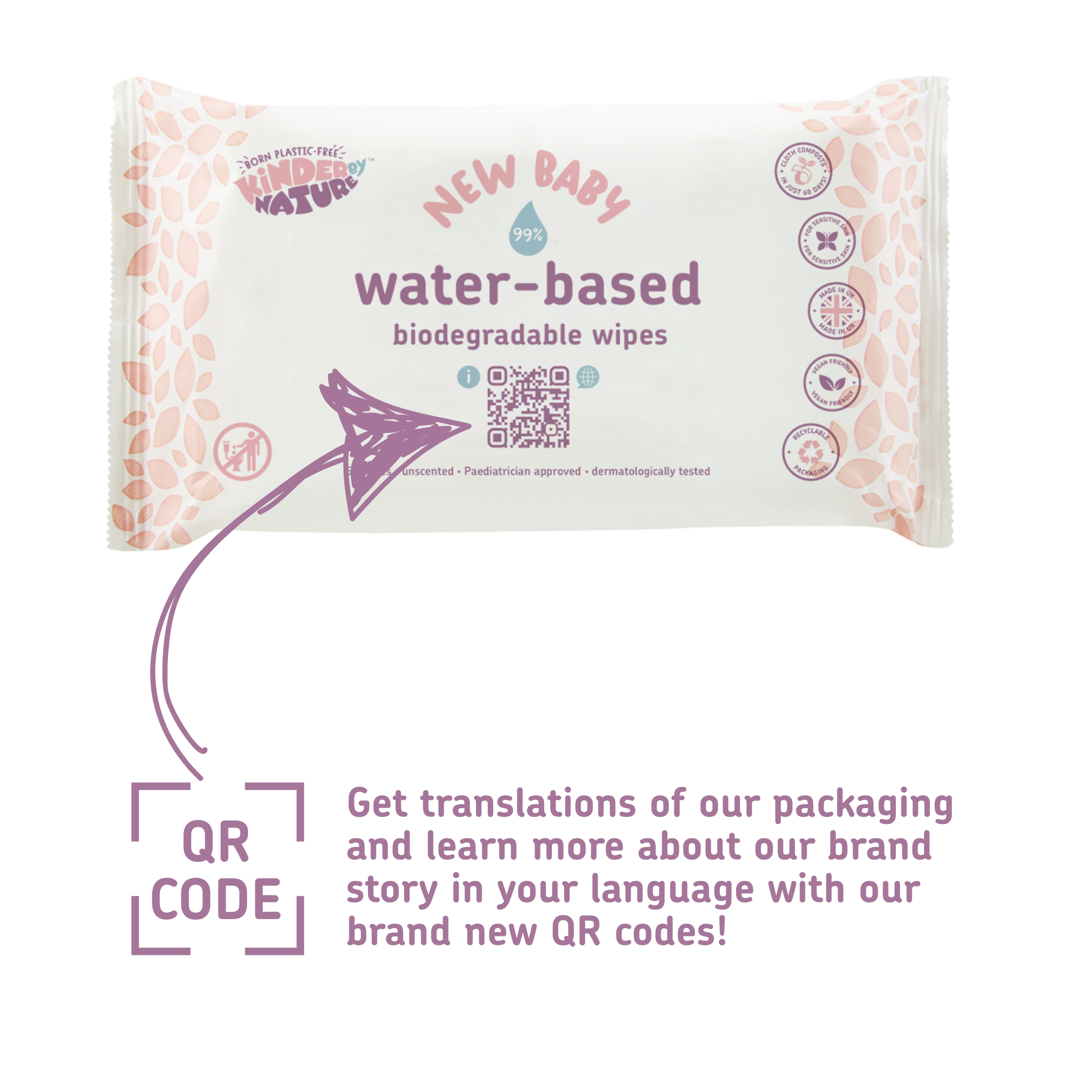 Kinder by Nature Plant-Based Baby Wipes | Biodegradable Plastic-Free Baby Wipes | Sensitive Skin - REGN