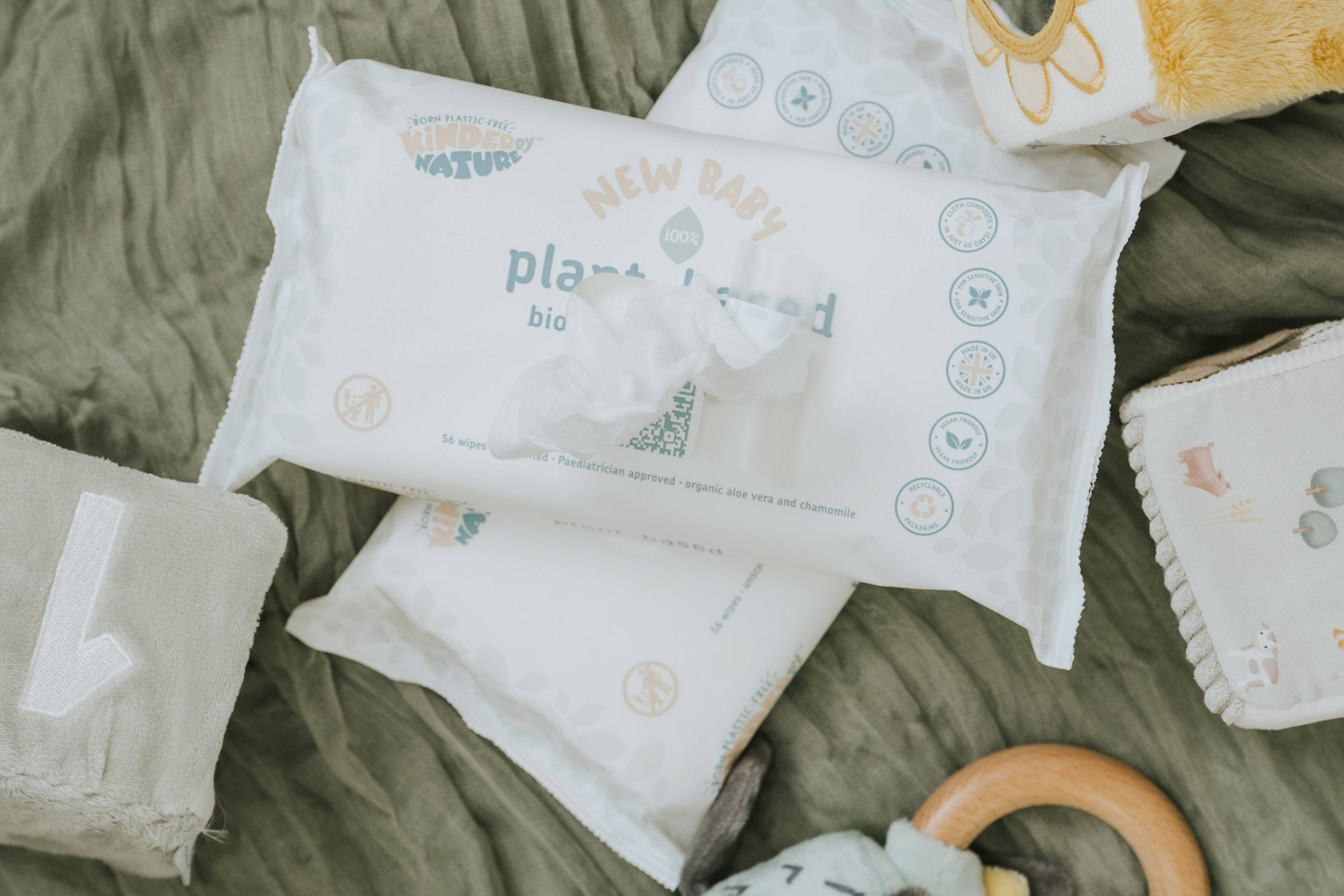 Kinder by Nature Plant-Based Baby Wipes | Biodegradable Plastic-Free Baby Wipes | Sensitive Skin - REGN