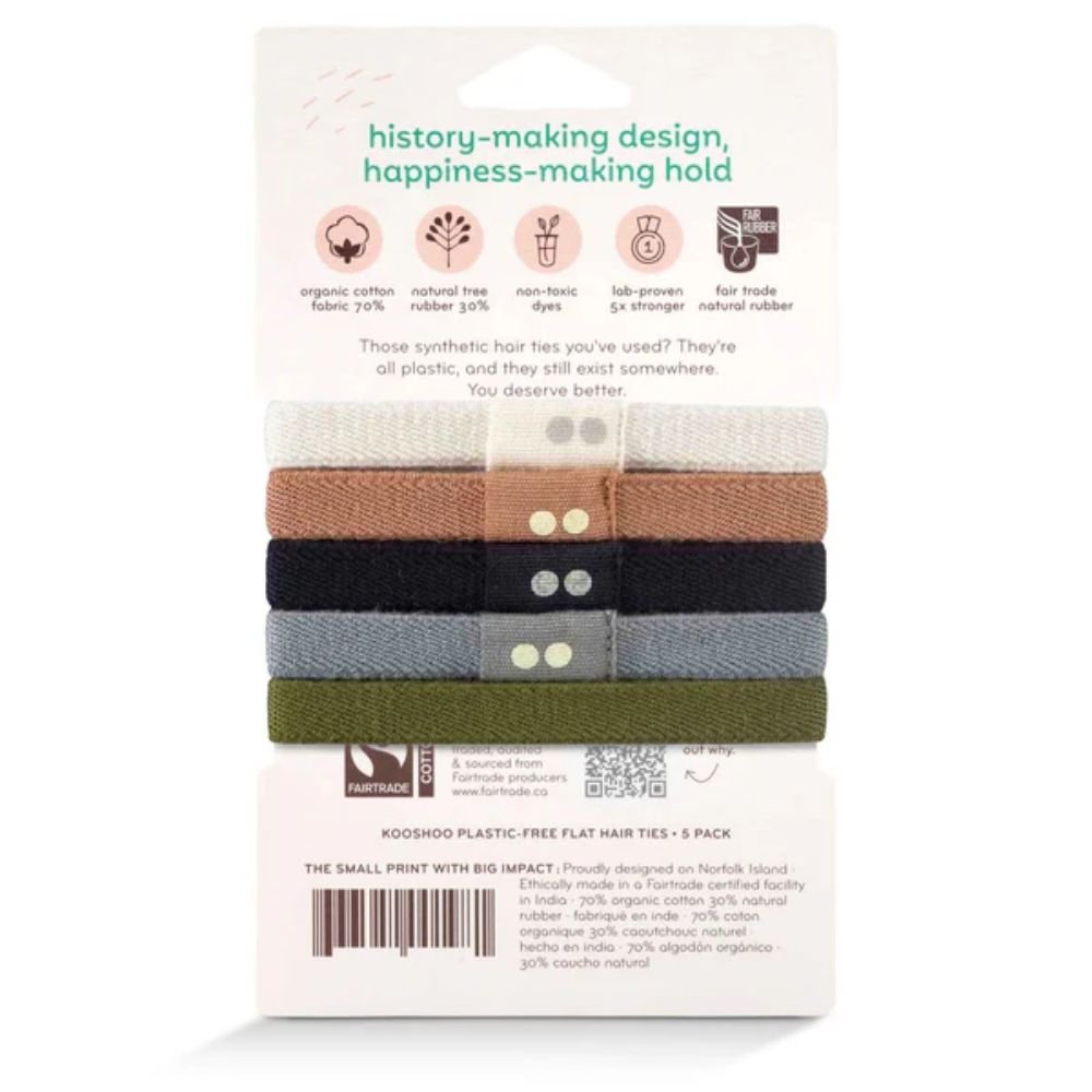 KOOSHOO Classics Organic Plastic-Free Hair Ties – 5 Pack - REGN
