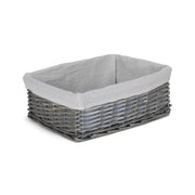 Large Antique Wash Wicker Storage Basket with White Lining - REGN