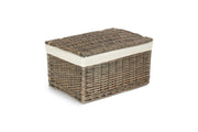 Large Antique Wash Willow Storage Hamper with White Lining - REGN