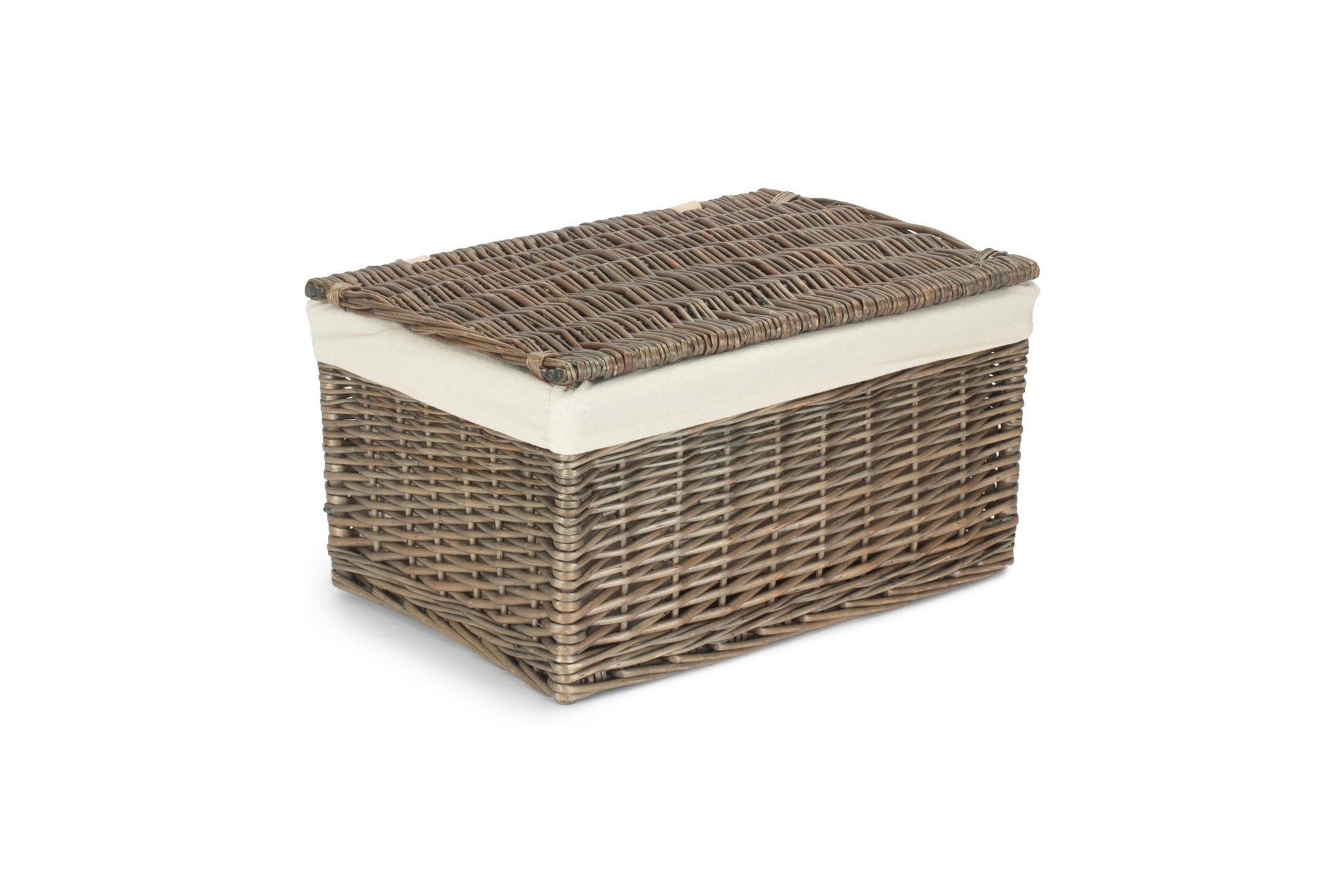 Large Antique Wash Willow Storage Hamper with White Lining - REGN
