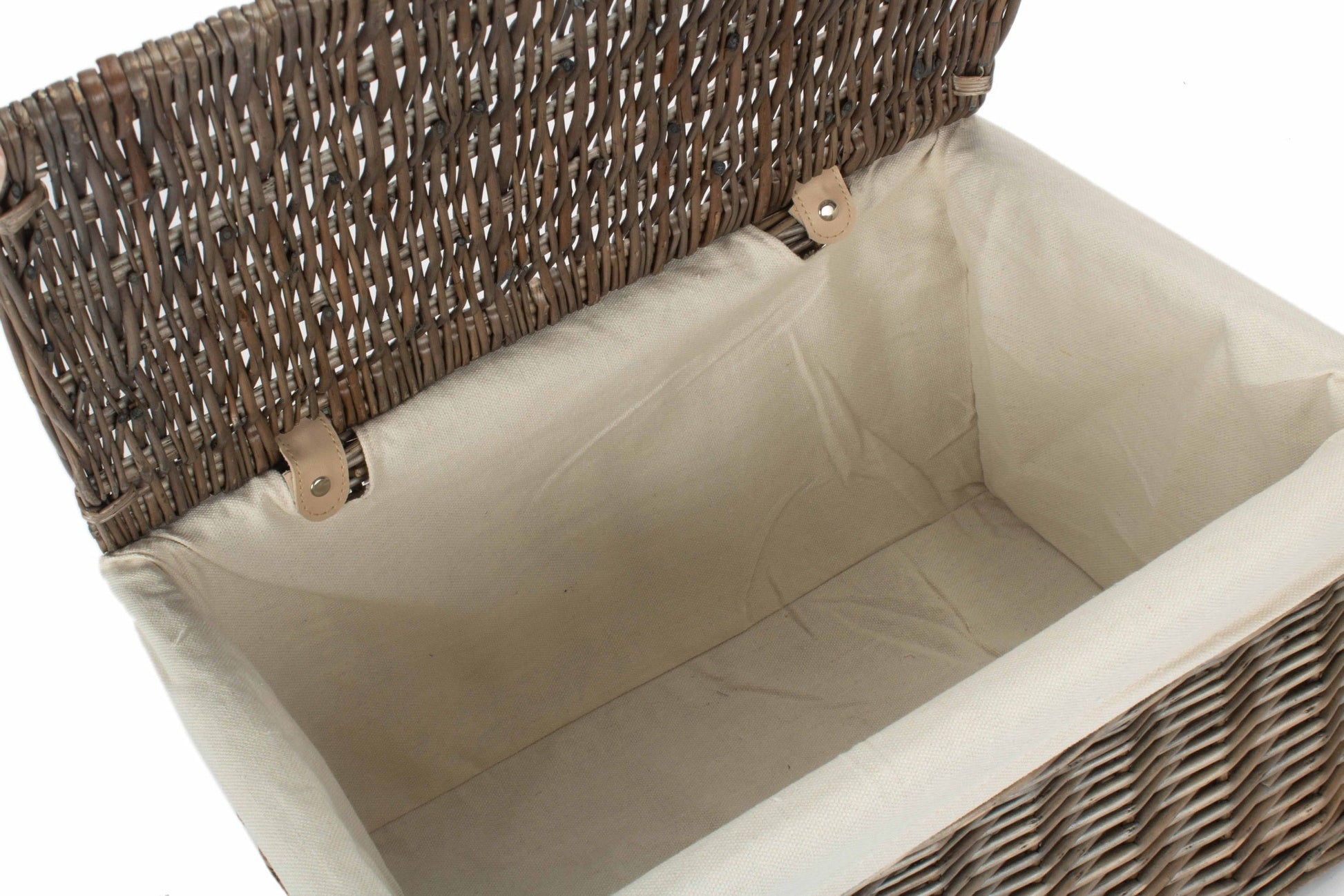 Large Antique Wash Willow Storage Hamper with White Lining - REGN