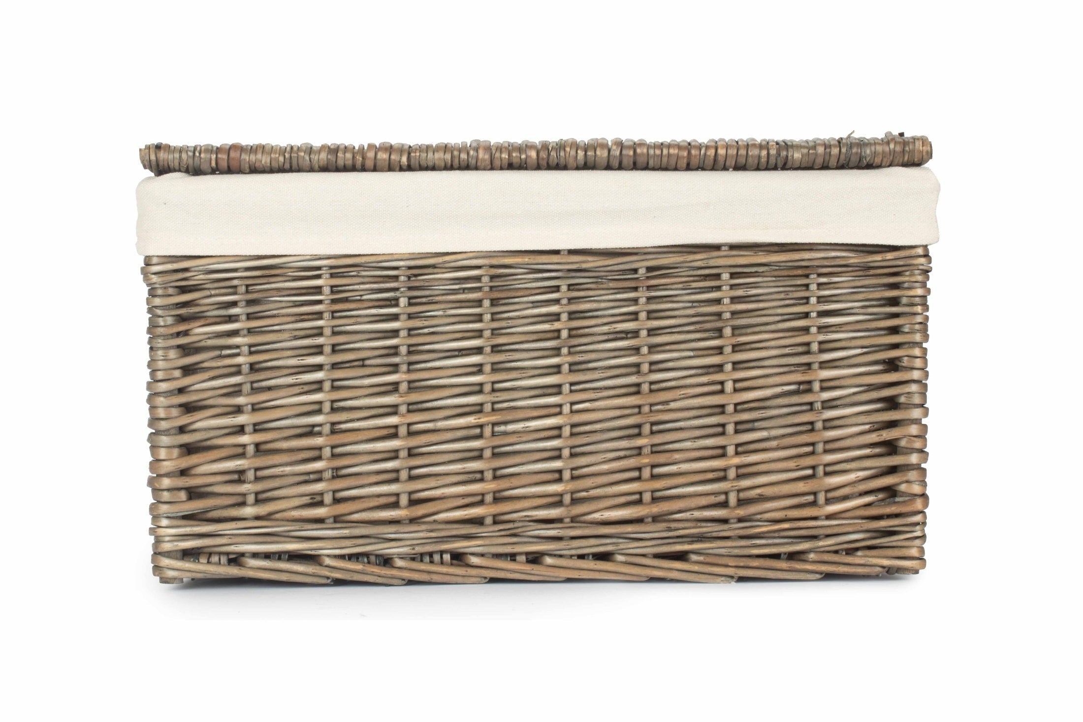 Large Antique Wash Willow Storage Hamper with White Lining - REGN