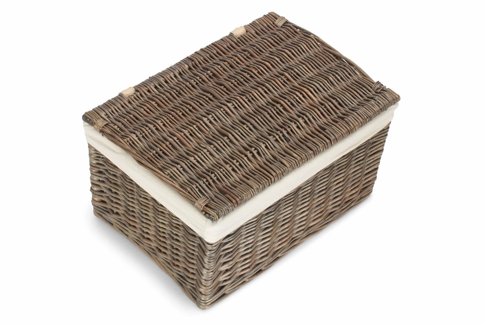 Large Antique Wash Willow Storage Hamper with White Lining - REGN