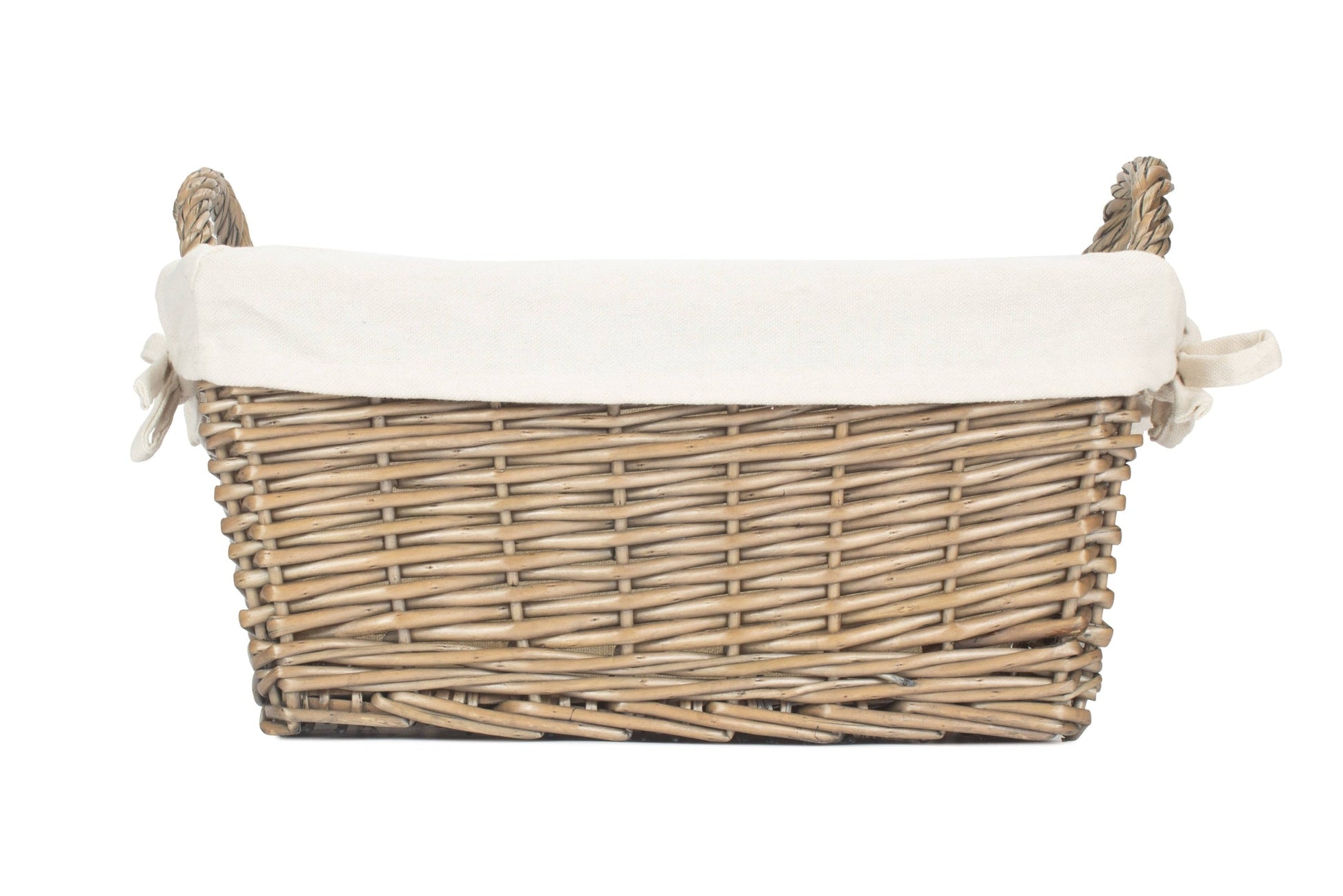 Large Antique Wash Willow Tapered Storage Basket with White Lining - REGN