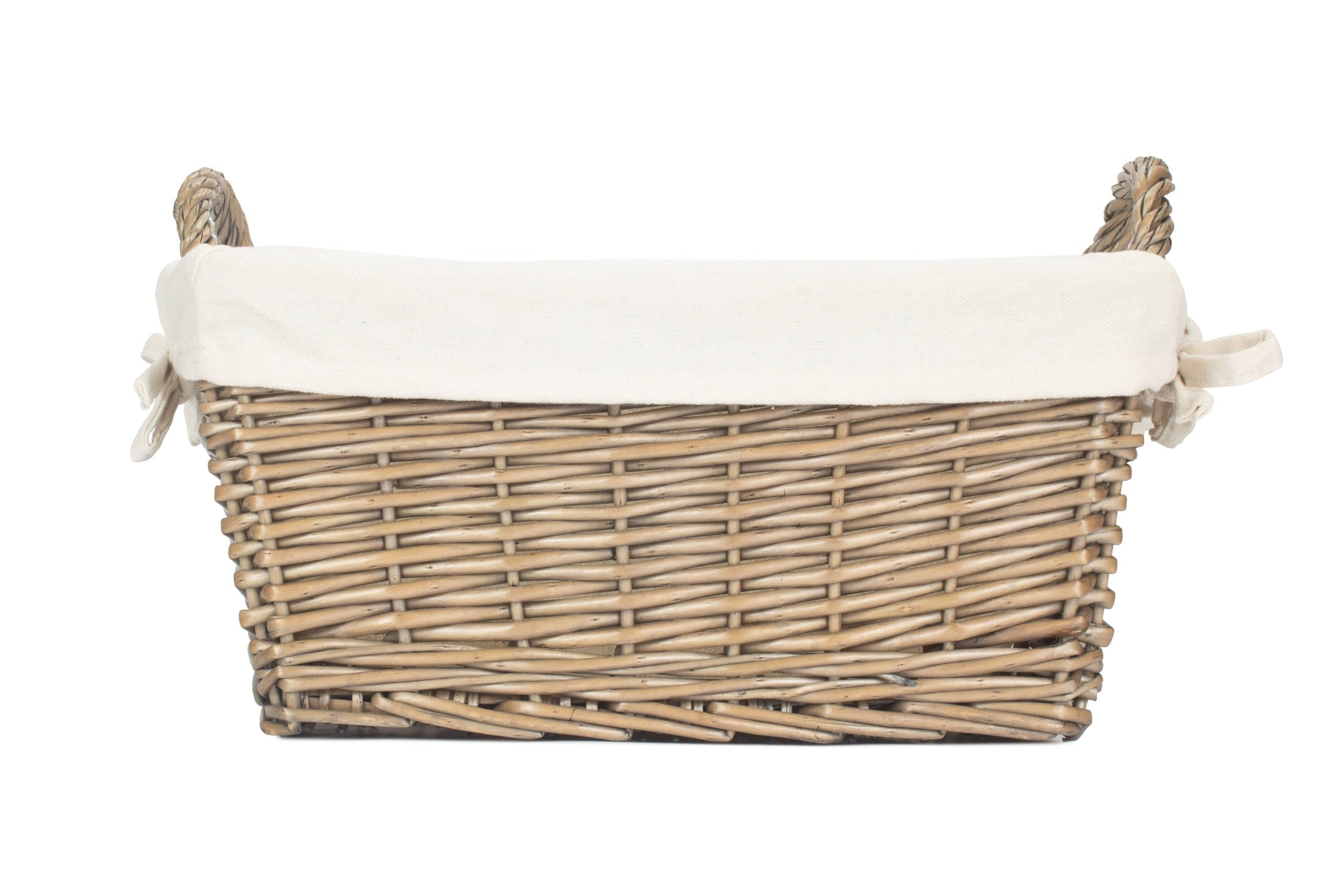 Large Antique Wash Willow Tapered Storage Basket with White Lining - REGN