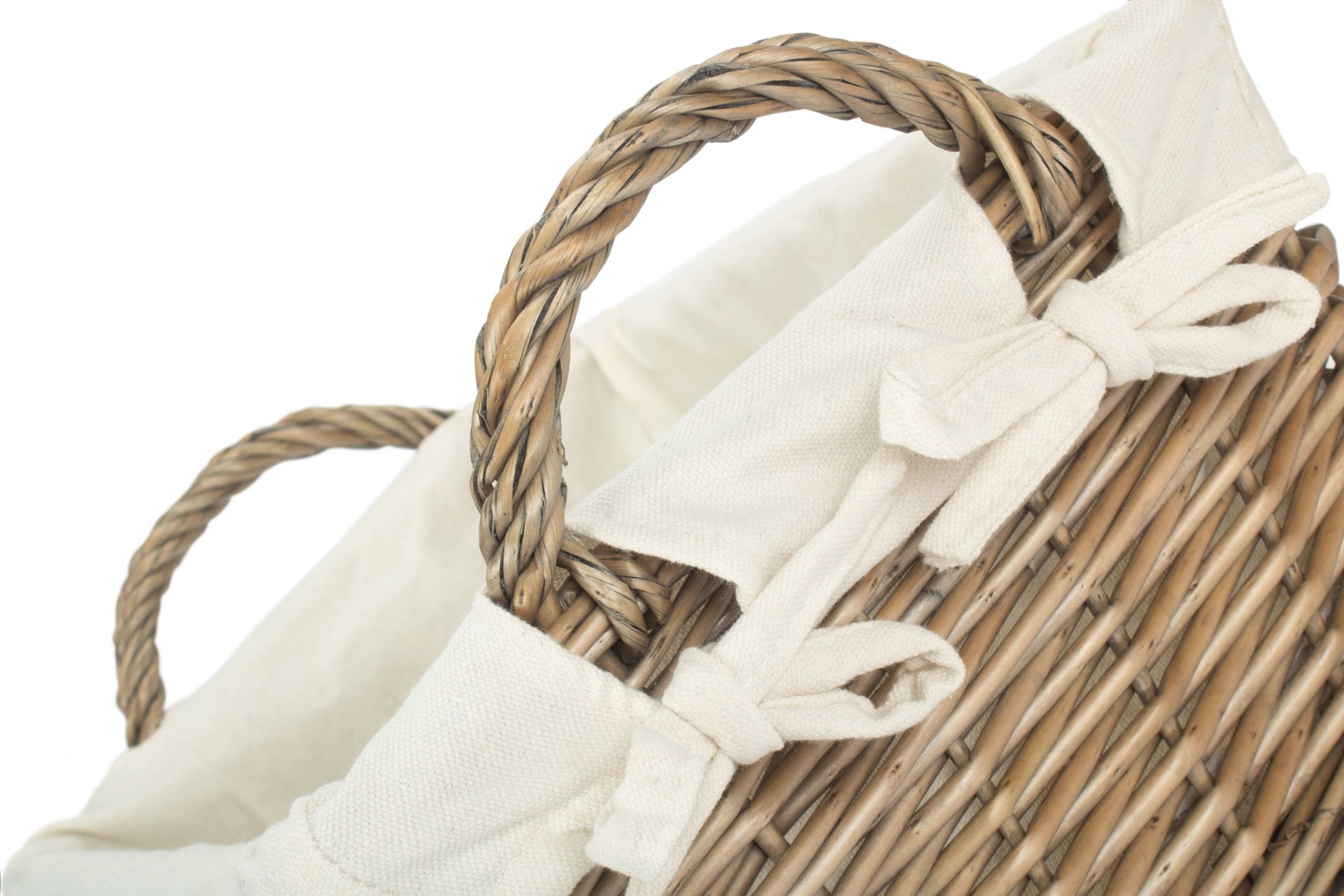 Large Antique Wash Willow Tapered Storage Basket with White Lining - REGN