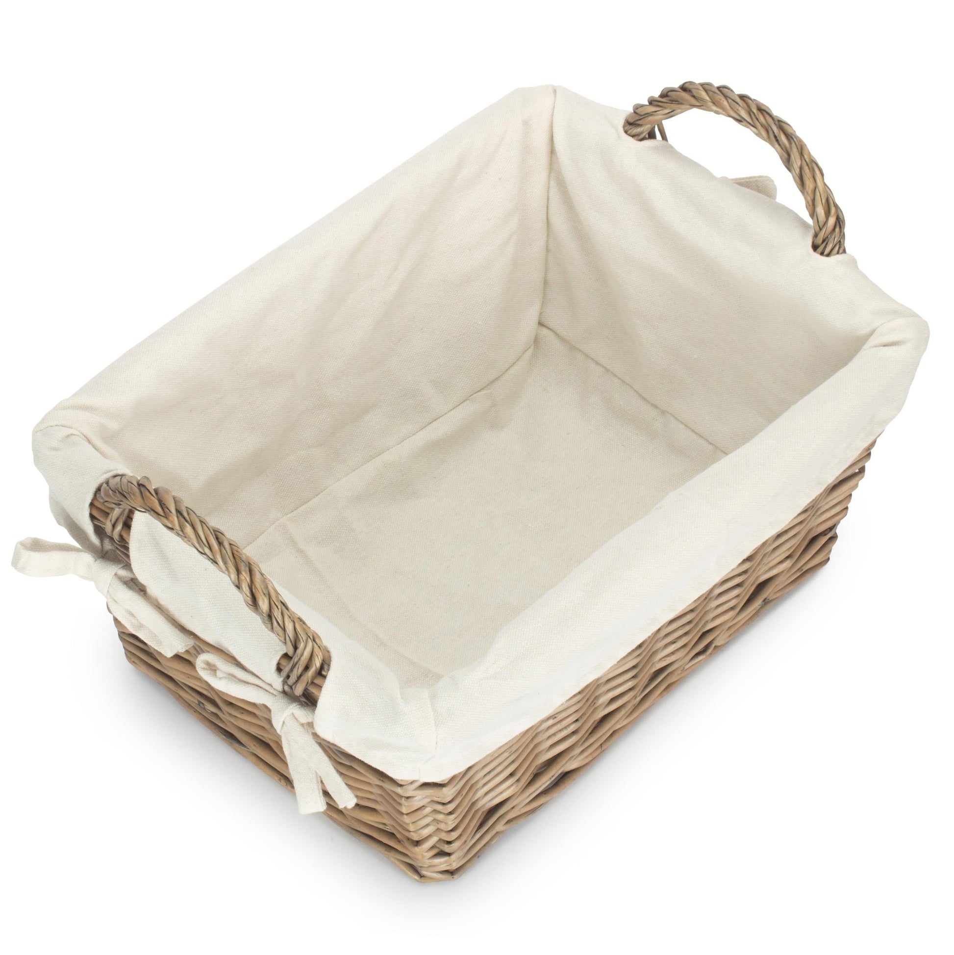 Large Antique Wash Willow Tapered Storage Basket with White Lining - REGN