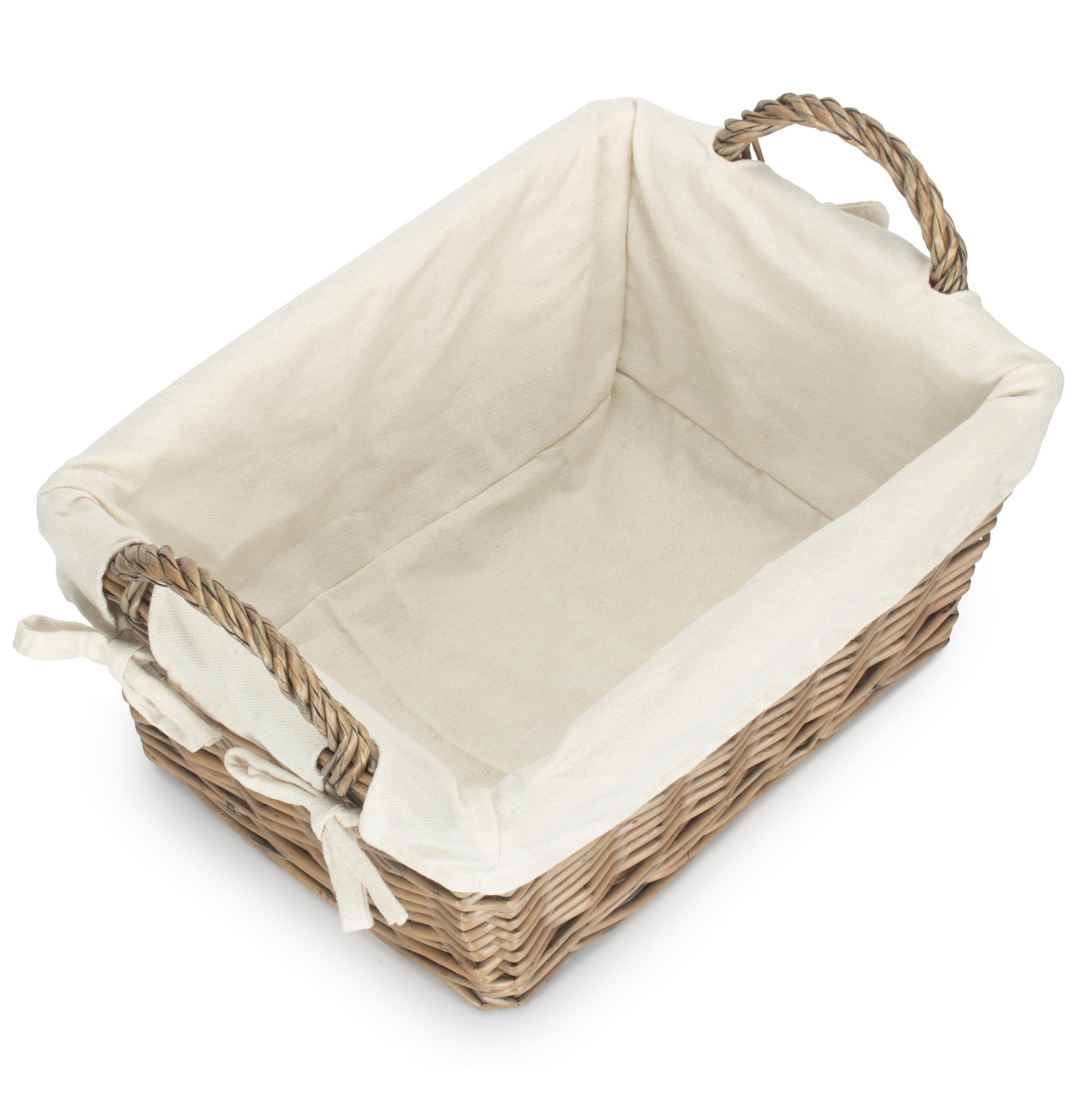 Large Antique Wash Willow Tapered Storage Basket with White Lining - REGN