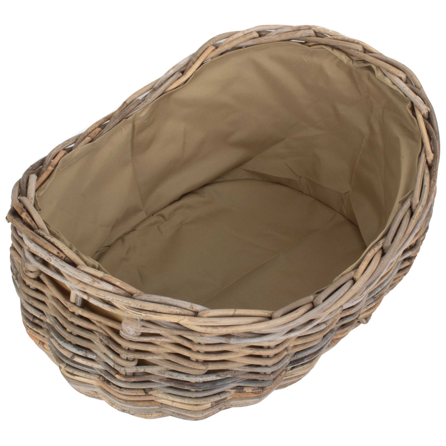 Large Boat Shaped Rattan Log Basket With Cordura Lining - REGN