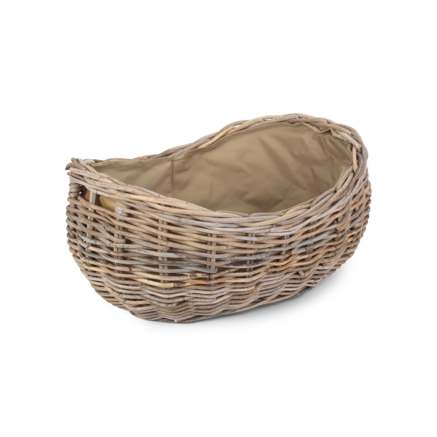 Large Boat Shaped Rattan Log Basket With Cordura Lining - REGN