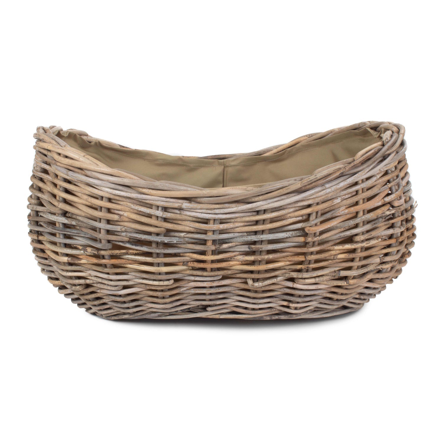Large Boat Shaped Rattan Log Basket With Cordura Lining - REGN