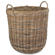 Large Cordura Lined Tall Round Fireside Rattan Log Basket - REGN