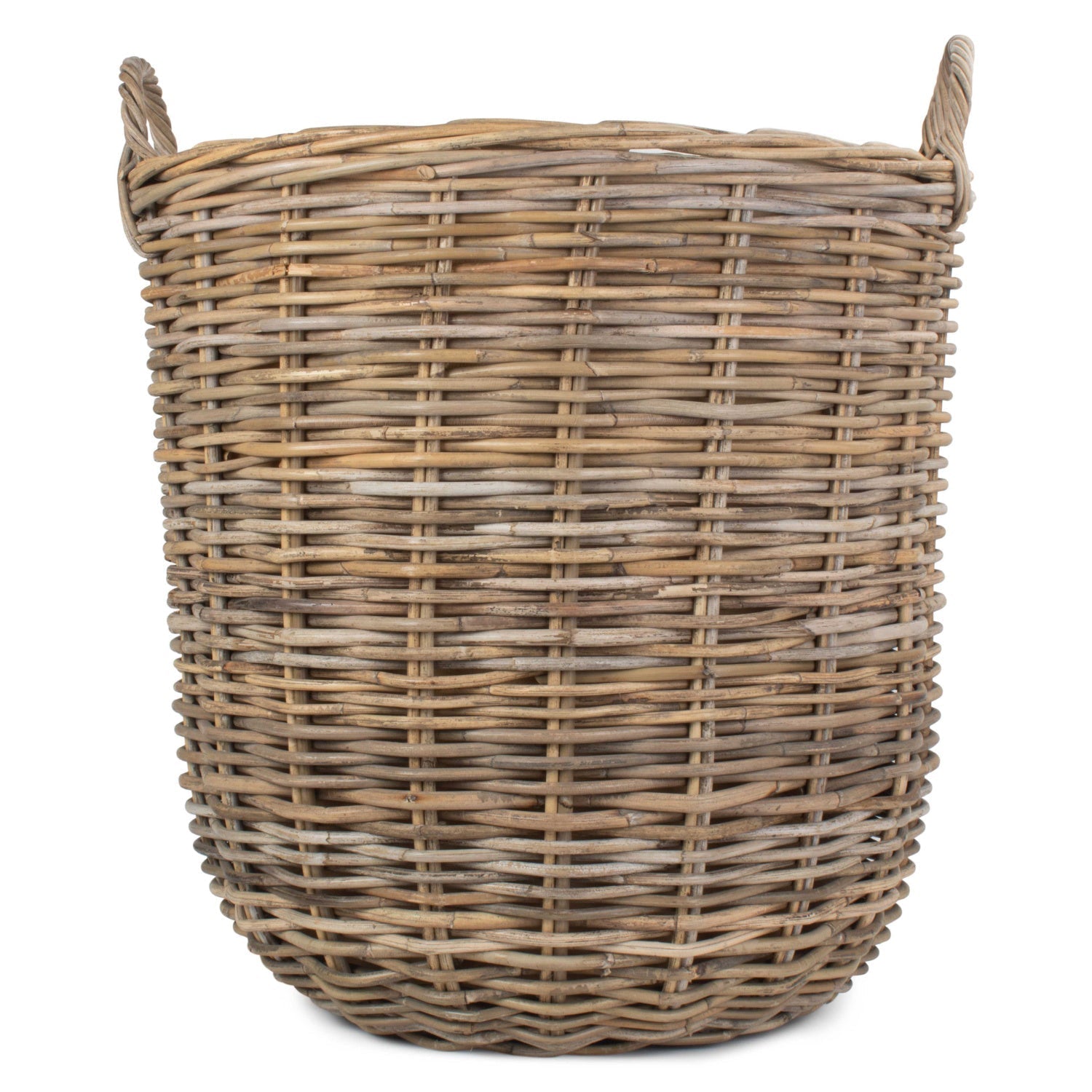 Large Cordura Lined Tall Round Fireside Rattan Log Basket - REGN