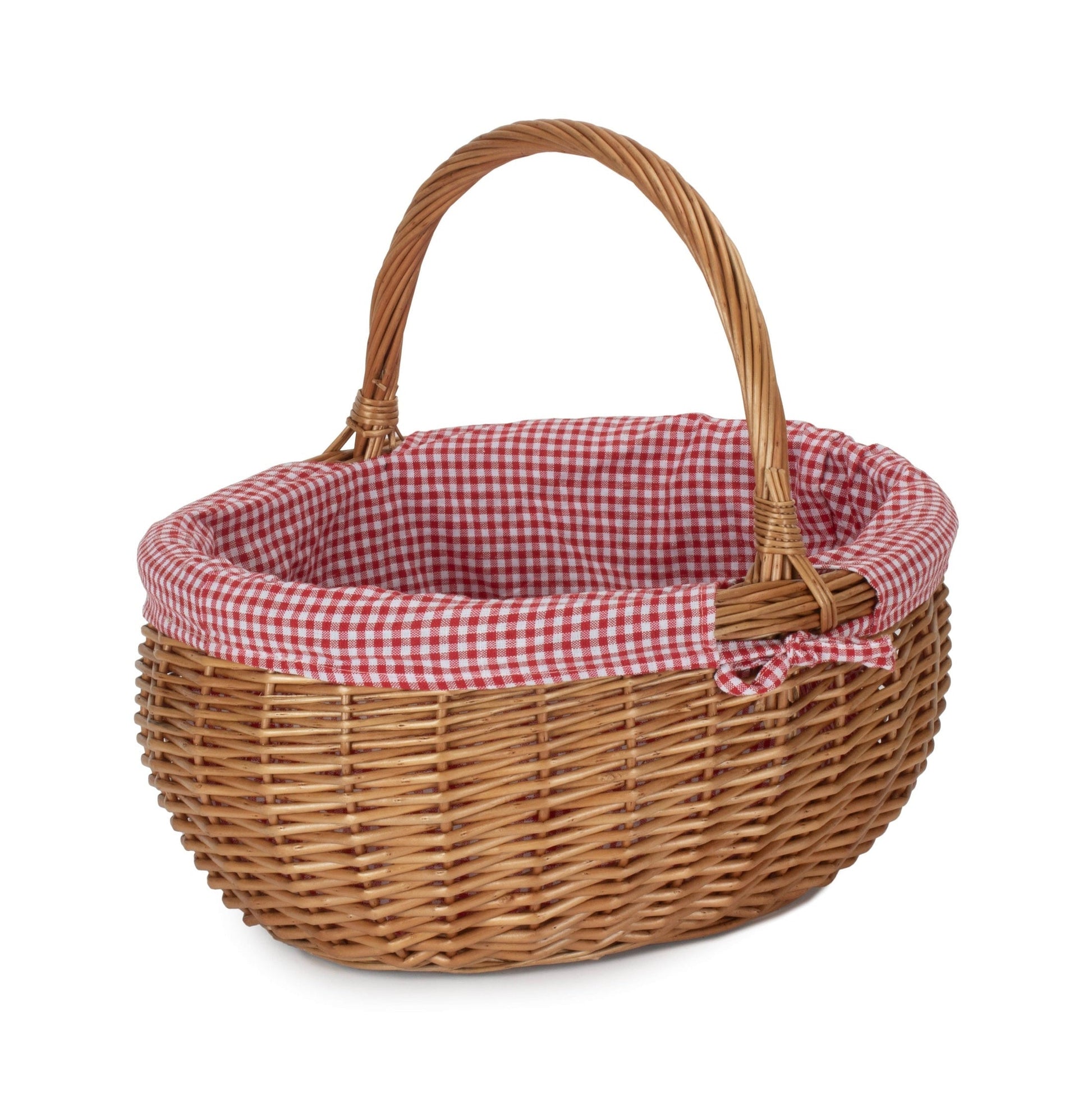 Large Deluxe Shopper Basket with Red and White Checked Lining - REGN