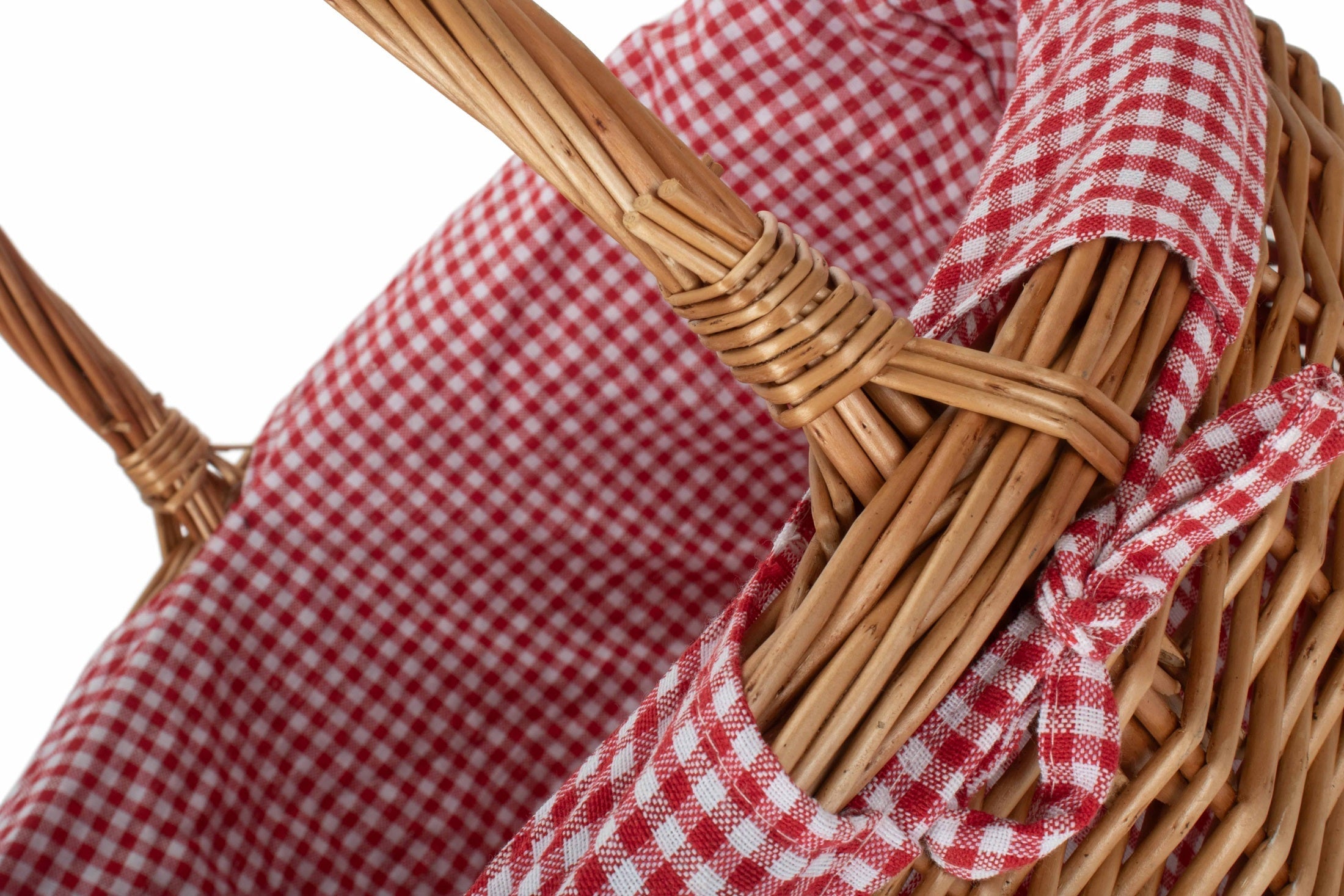 Large Deluxe Shopper Basket with Red and White Checked Lining - REGN
