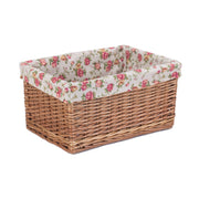 Large Double Steamed Willow Storage Basket with Garden Rose Lining - REGN