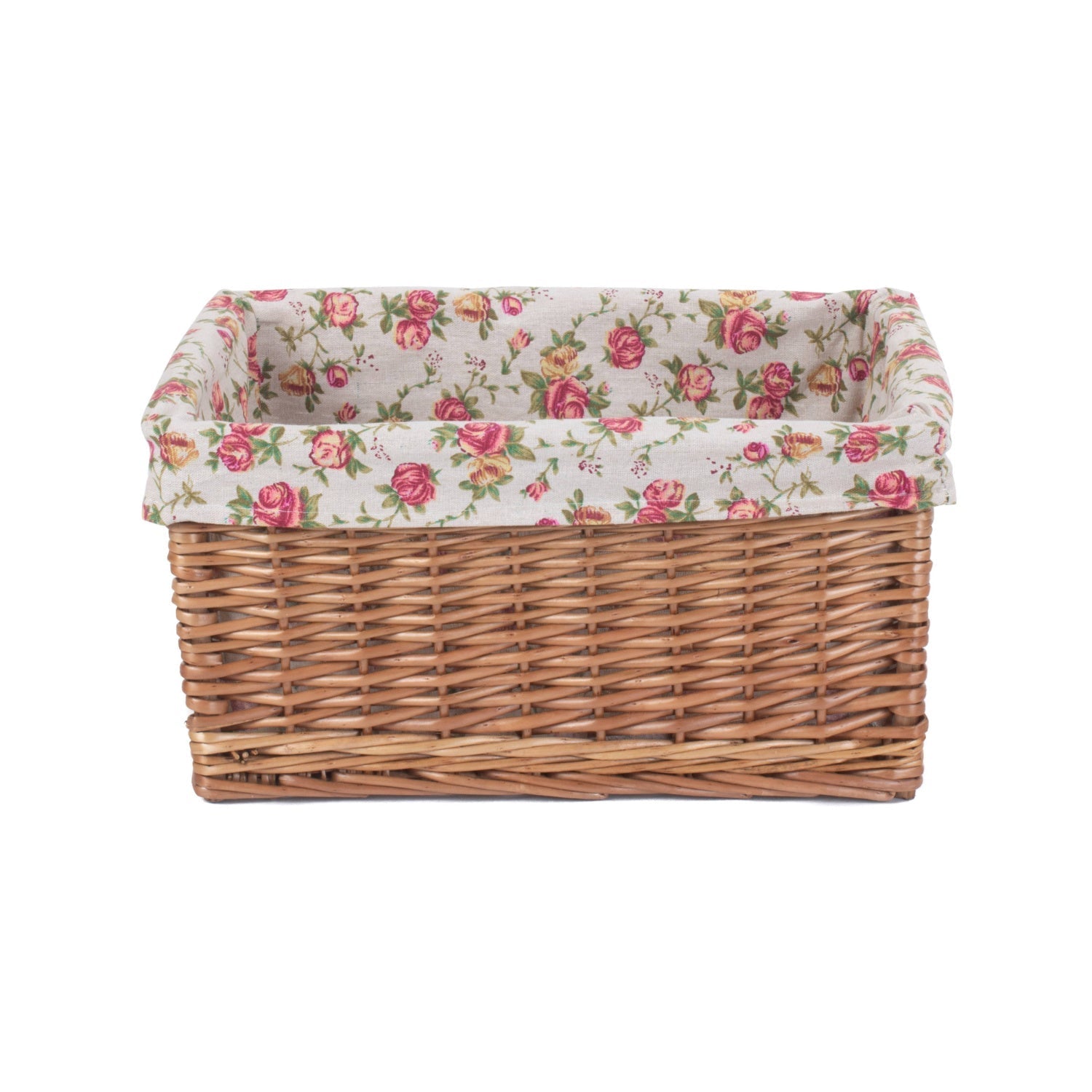 Large Double Steamed Willow Storage Basket with Garden Rose Lining - REGN