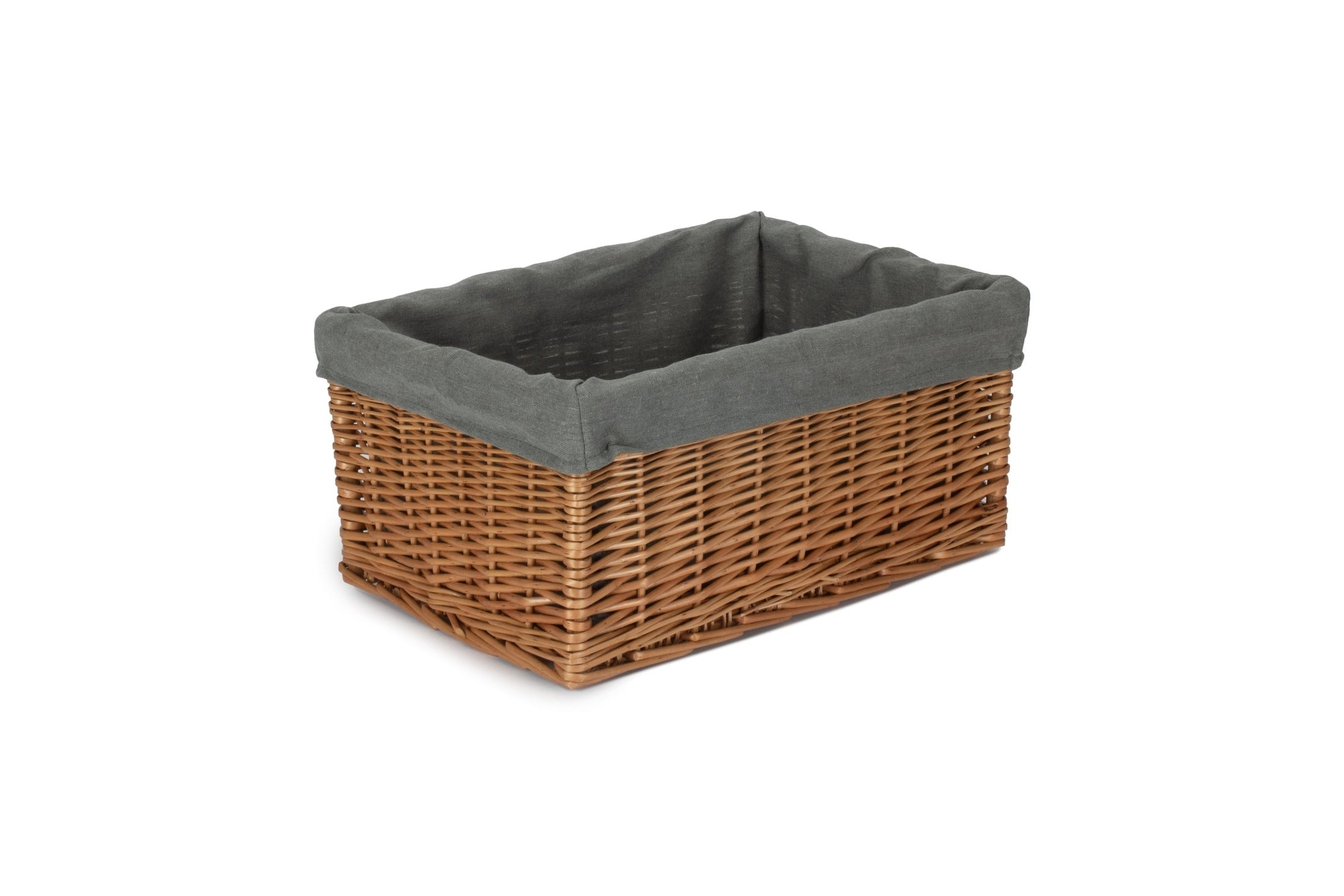 Large Double Steamed Willow Storage Basket with Grey Sage Lining - REGN