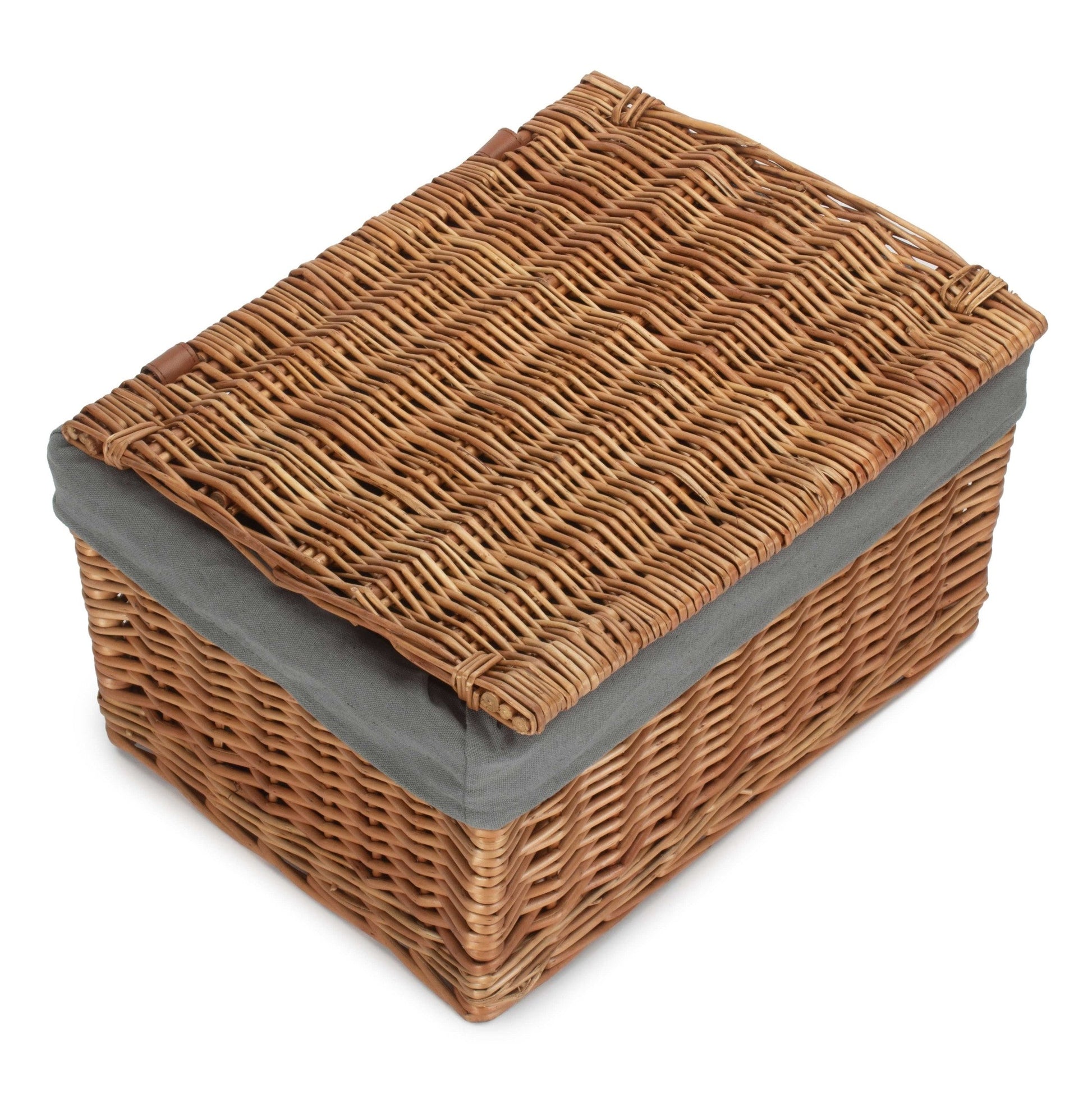 Large Double Steamed WIllow Storage Hamper with Grey Sage Lining - REGN