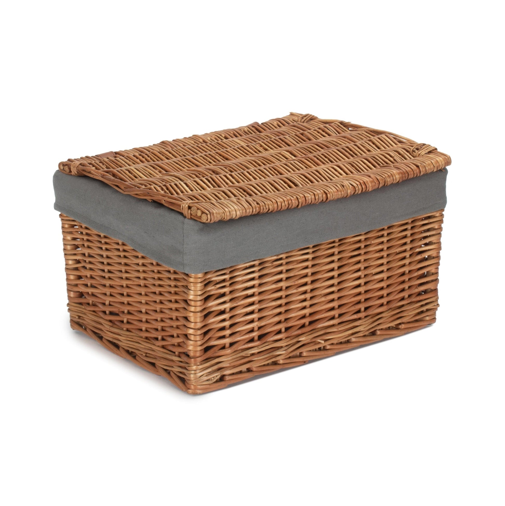 Large Double Steamed WIllow Storage Hamper with Grey Sage Lining - REGN