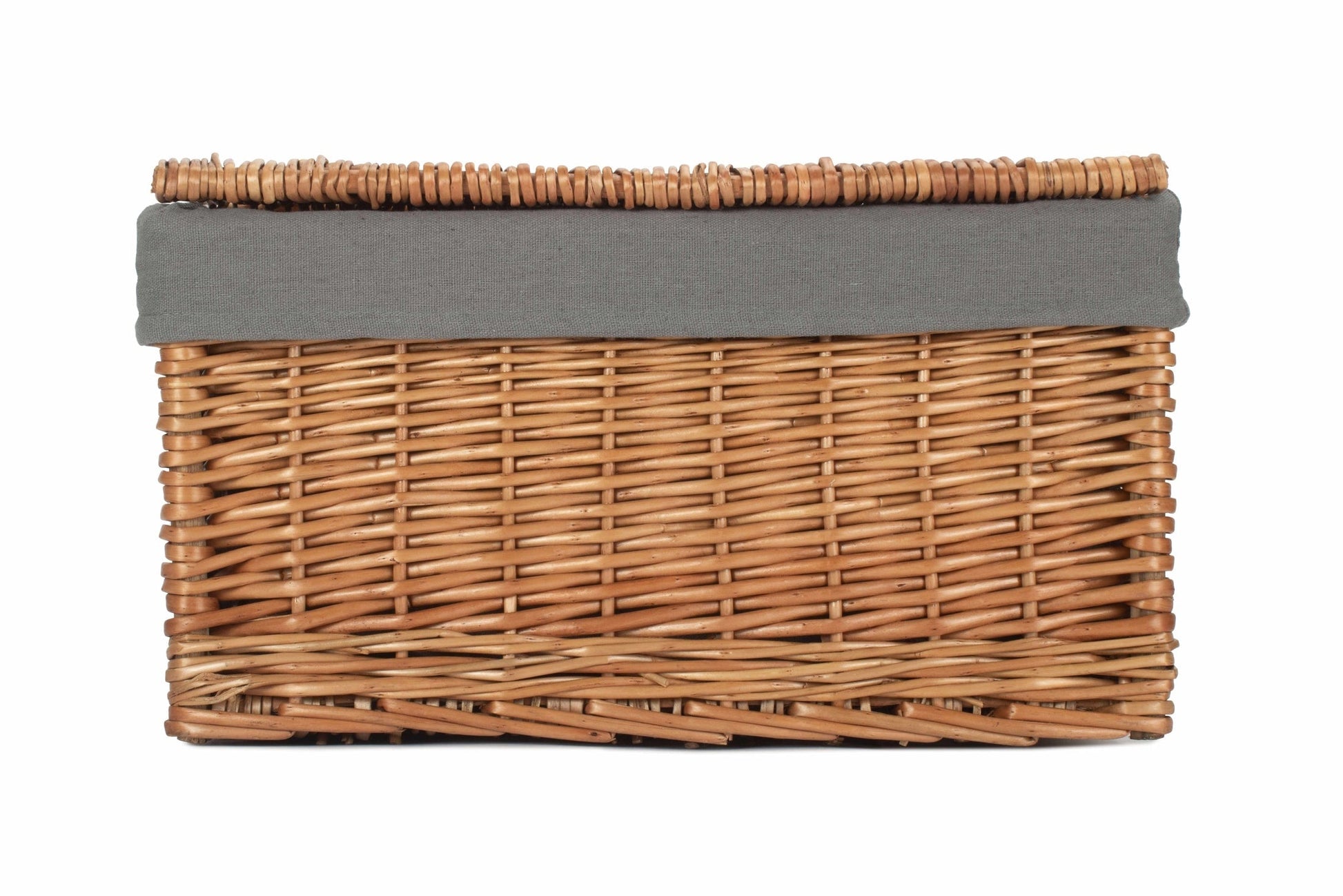 Large Double Steamed WIllow Storage Hamper with Grey Sage Lining - REGN