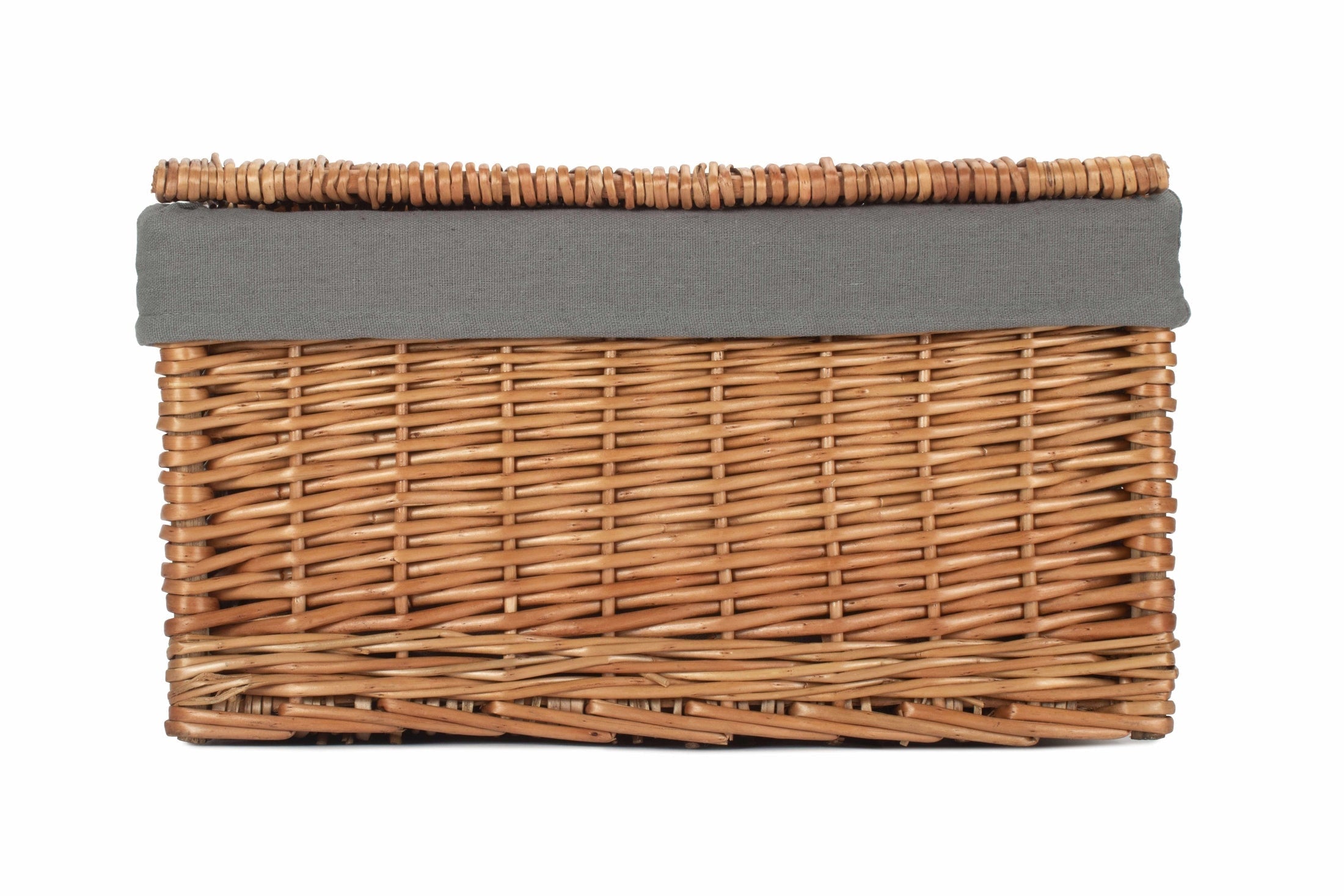 Large Double Steamed WIllow Storage Hamper with Grey Sage Lining - REGN
