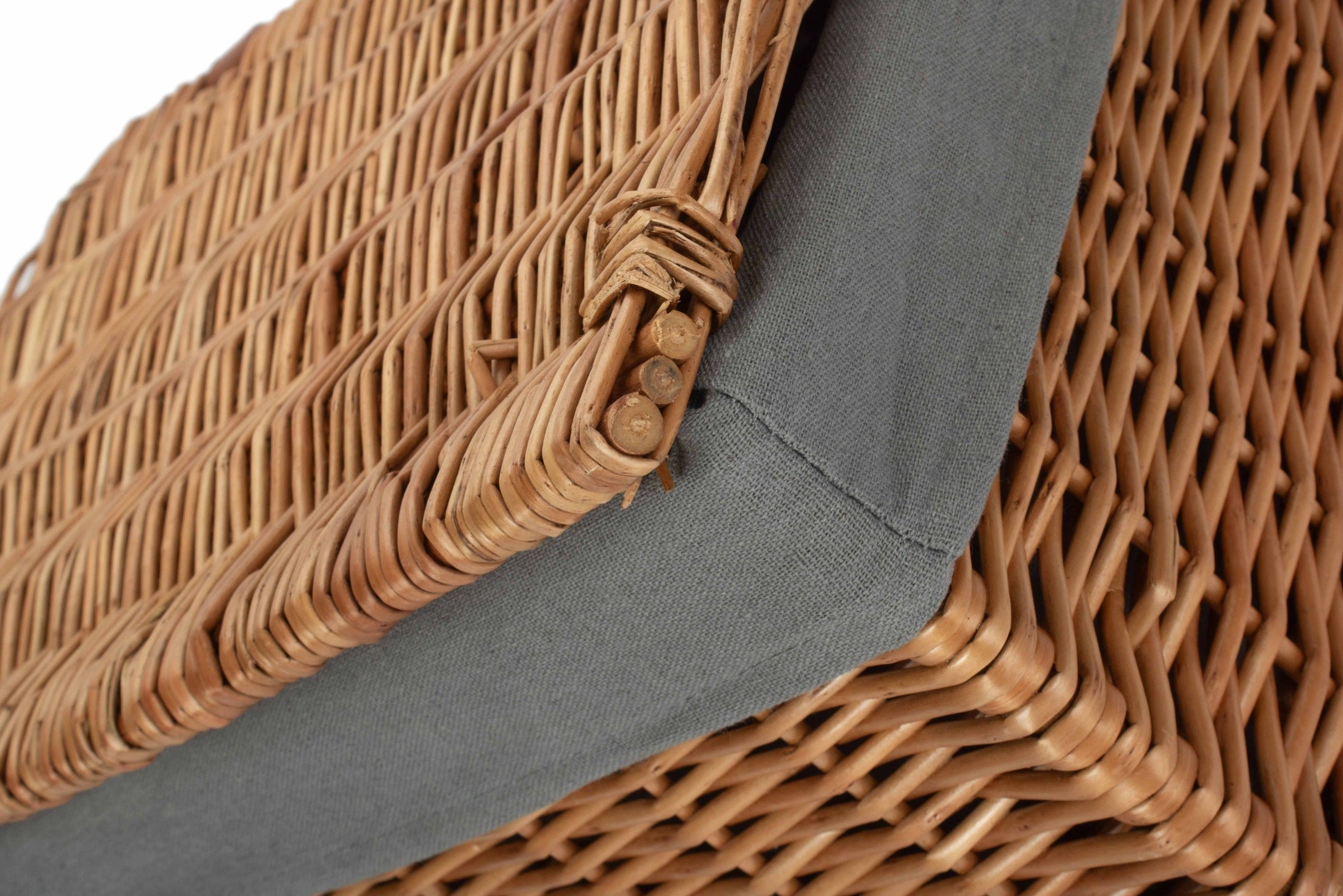 Large Double Steamed WIllow Storage Hamper with Grey Sage Lining - REGN