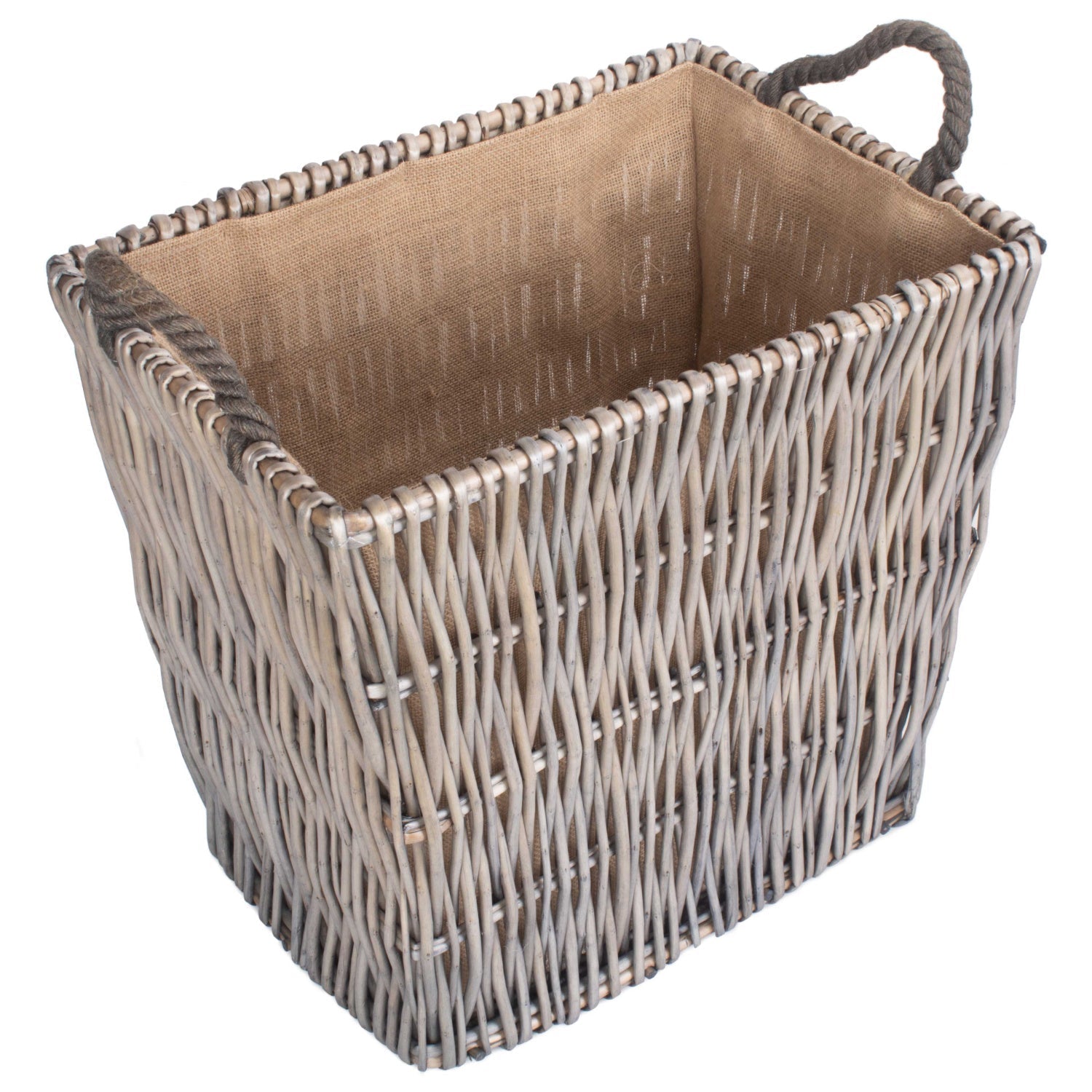 Large Grey Rectangular Log Basket - REGN