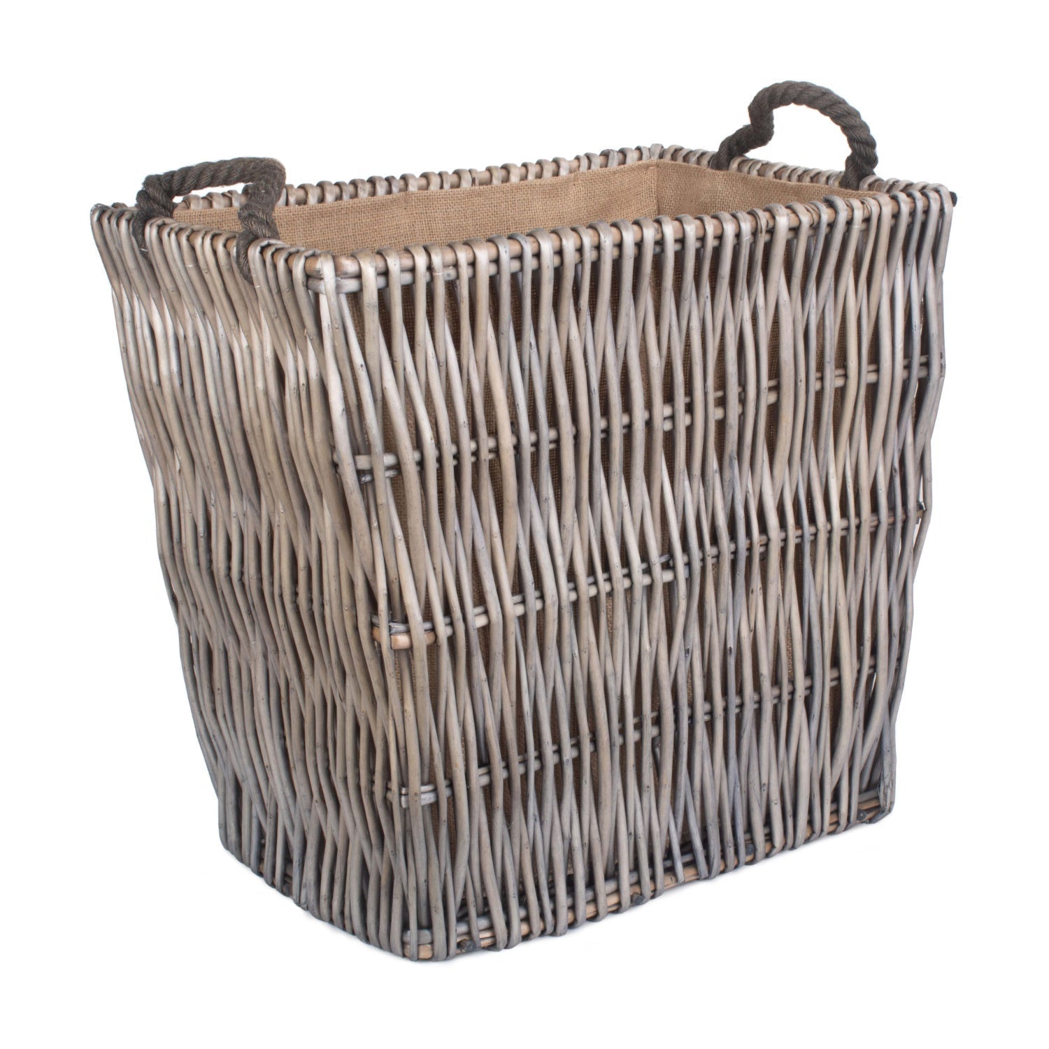 Large Grey Rectangular Log Basket - REGN