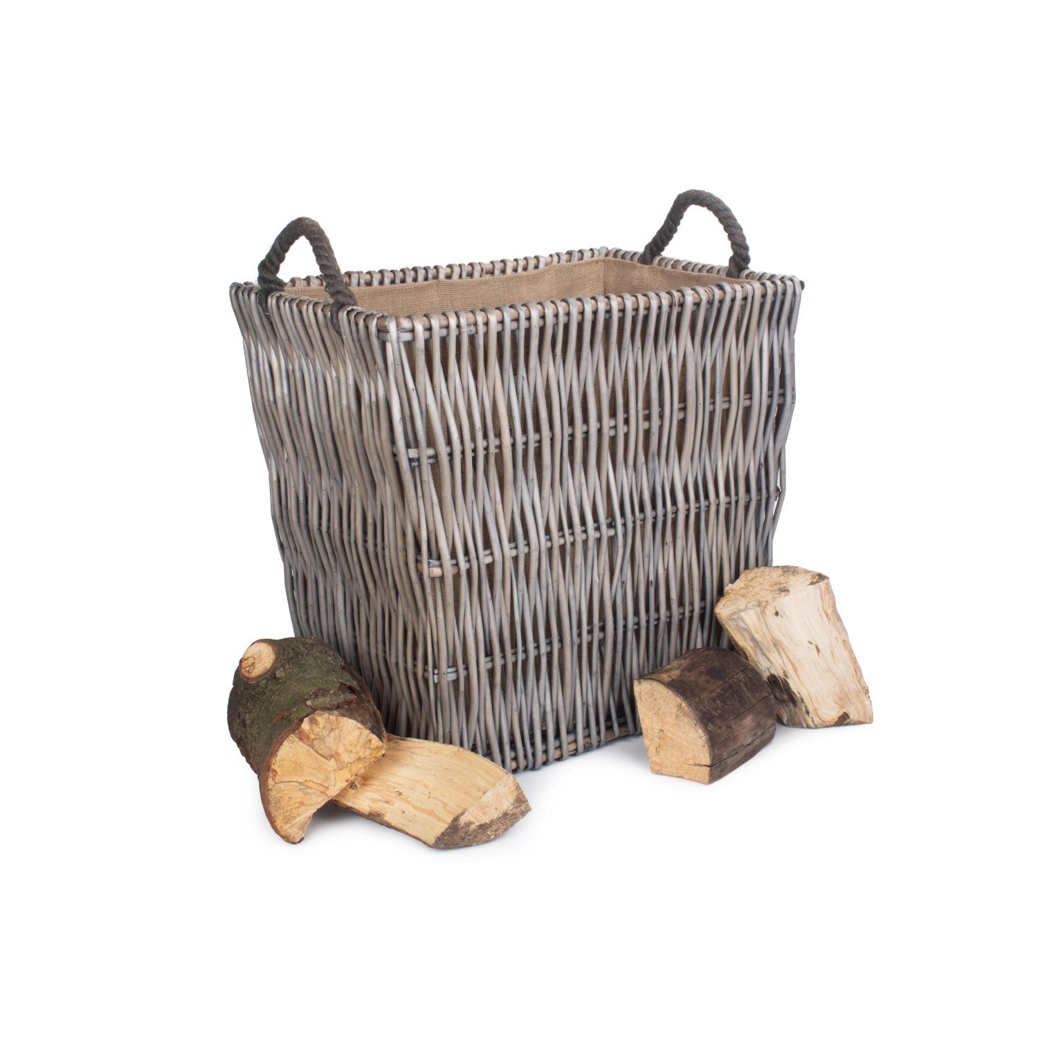 Large Grey Rectangular Log Basket - REGN