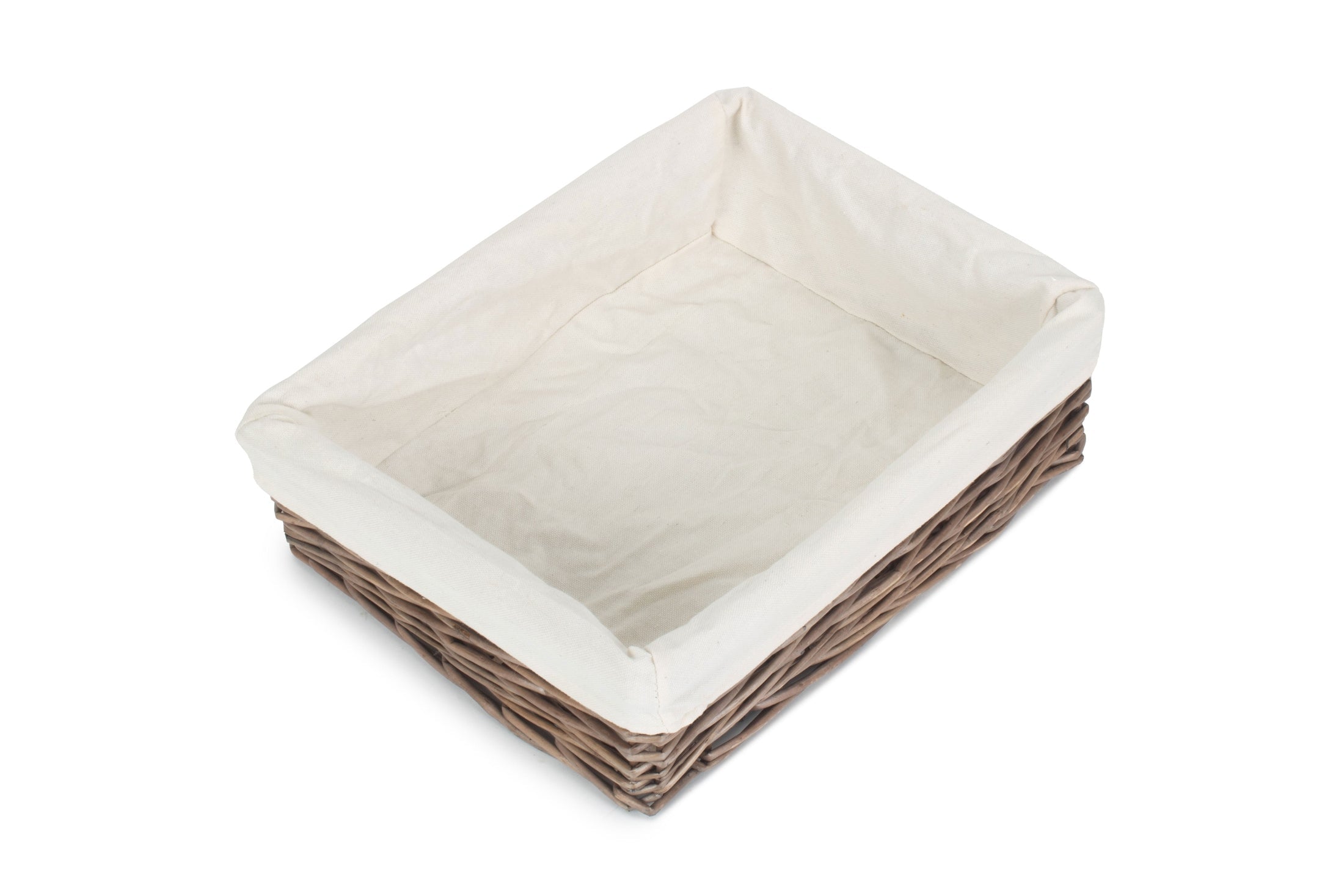 Large Lined Antique Wash Straight Sided Tray Basket - REGN