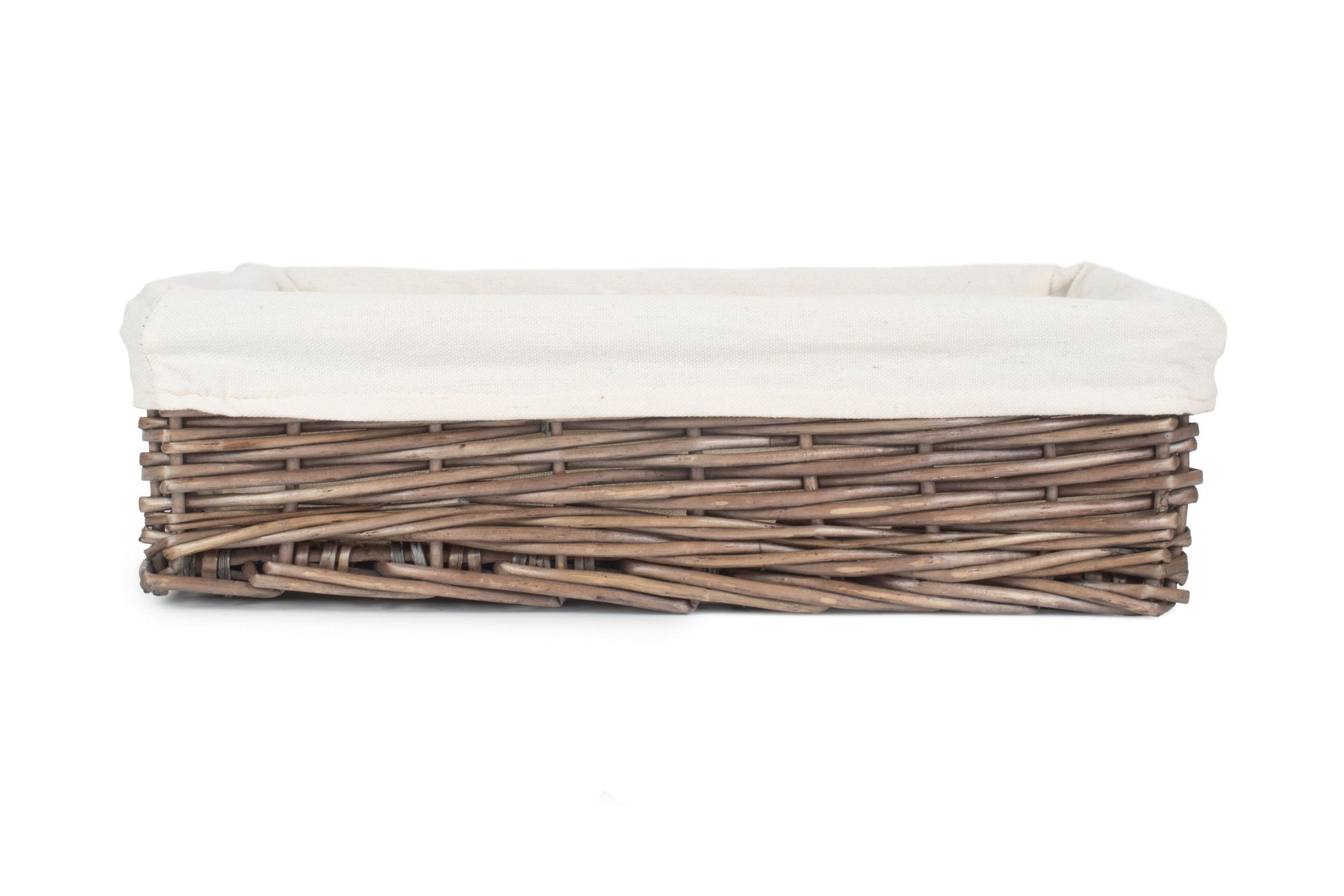 Large Lined Antique Wash Straight Sided Tray Basket - REGN