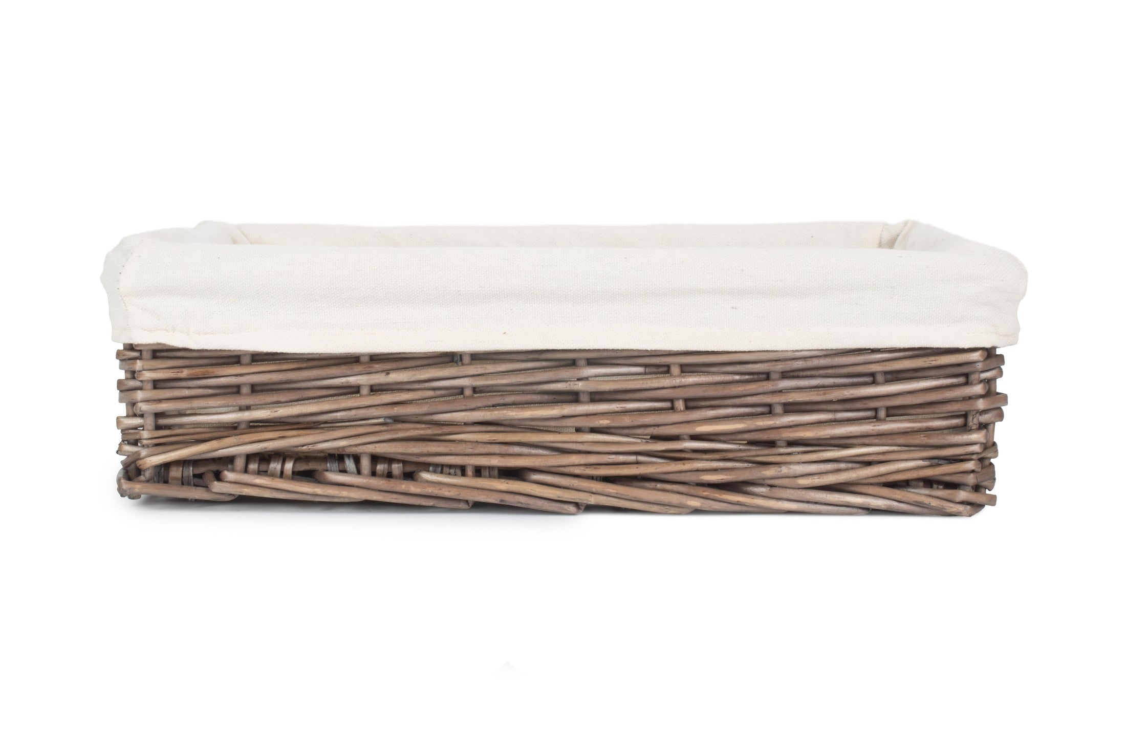 Large Lined Antique Wash Straight Sided Tray Basket - REGN