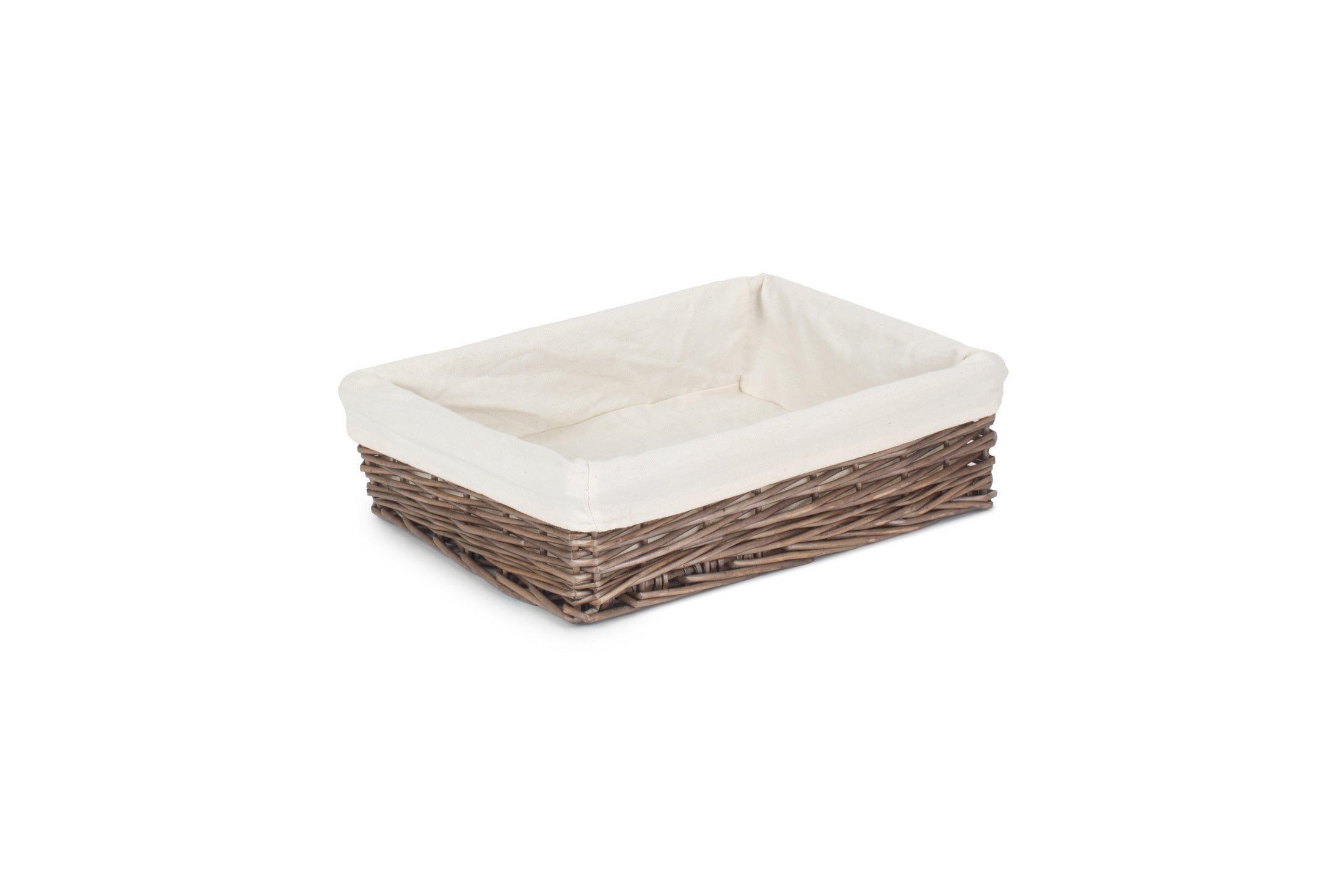Large Lined Antique Wash Straight Sided Tray Basket - REGN