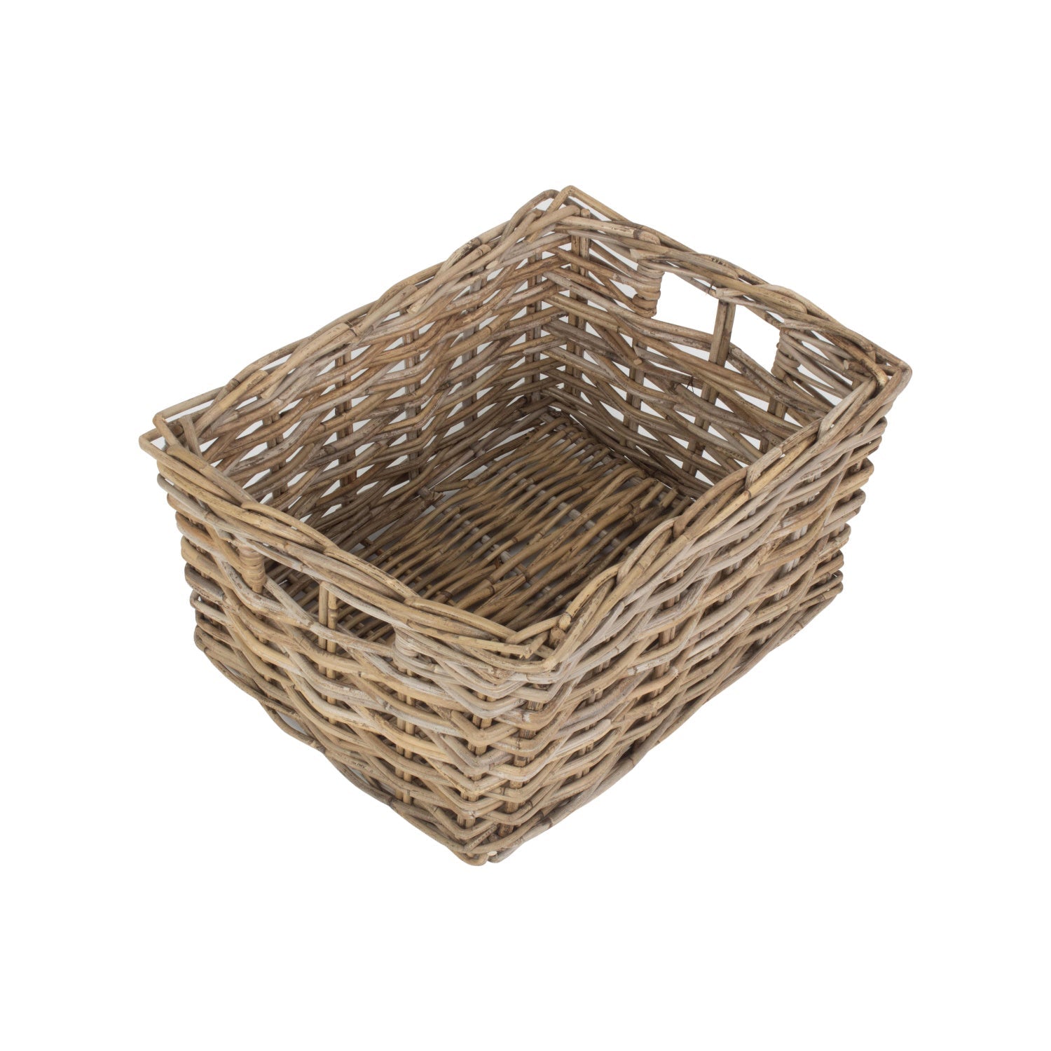 Large Rectangular Grey Rattan Storage Basket - REGN
