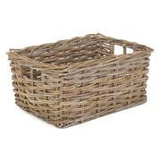 Large Rectangular Grey Rattan Storage Basket - REGN