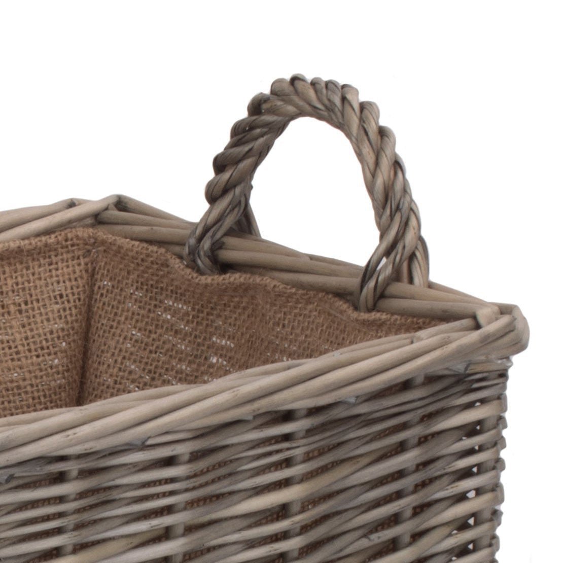 Large Rectangular Lined Wicker Log Storage Basket - REGN