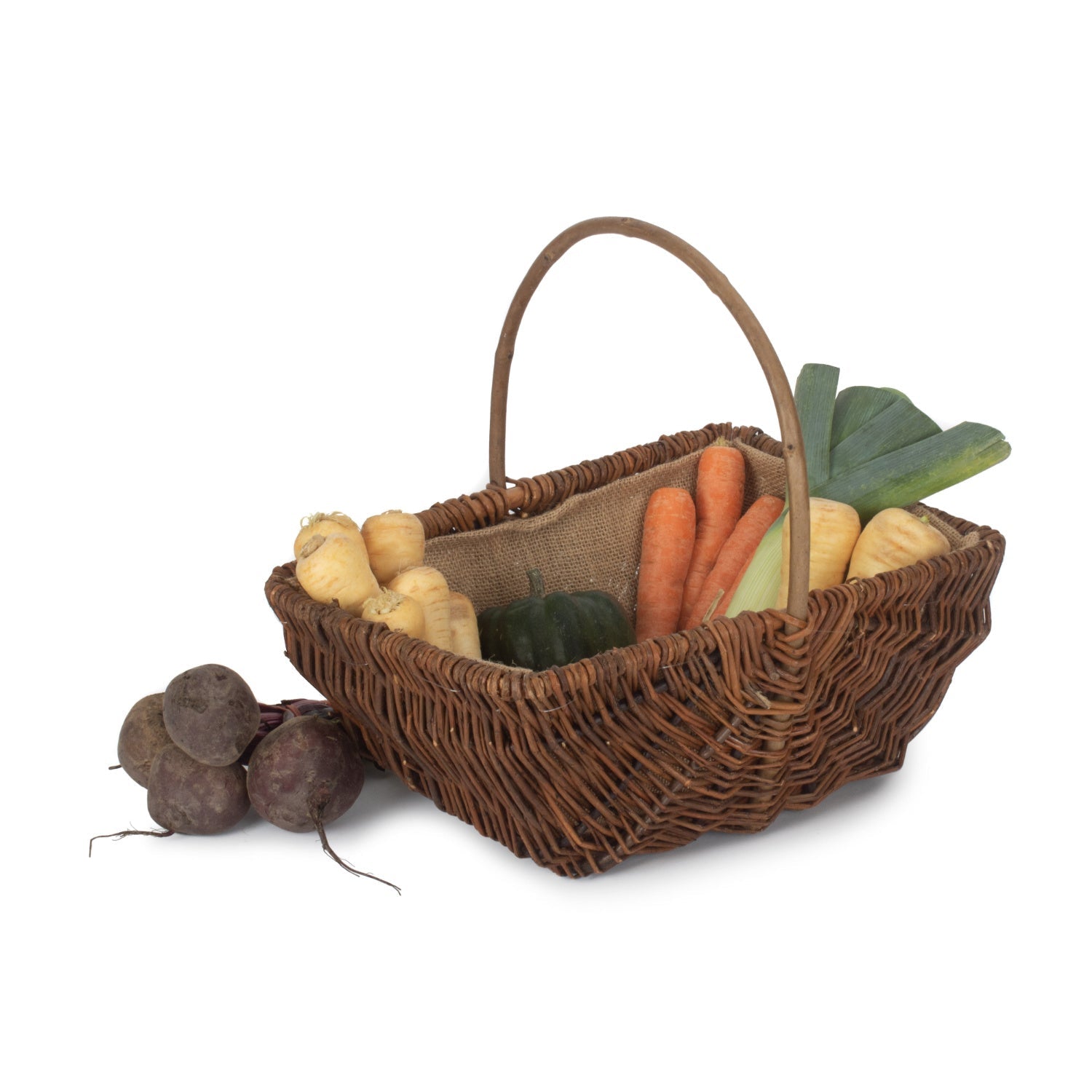 Large Rectangular Unpeeled Willow Garden Trug With Hessian Lining - REGN